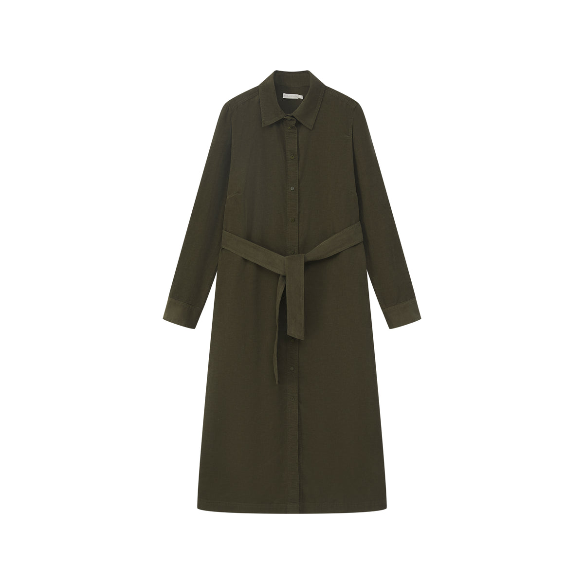 Corduroy Shirt Dress with Tie Belt