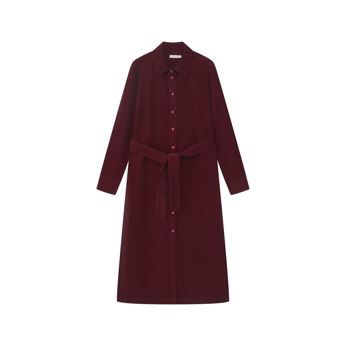 Corduroy Shirt Dress with Tie Belt