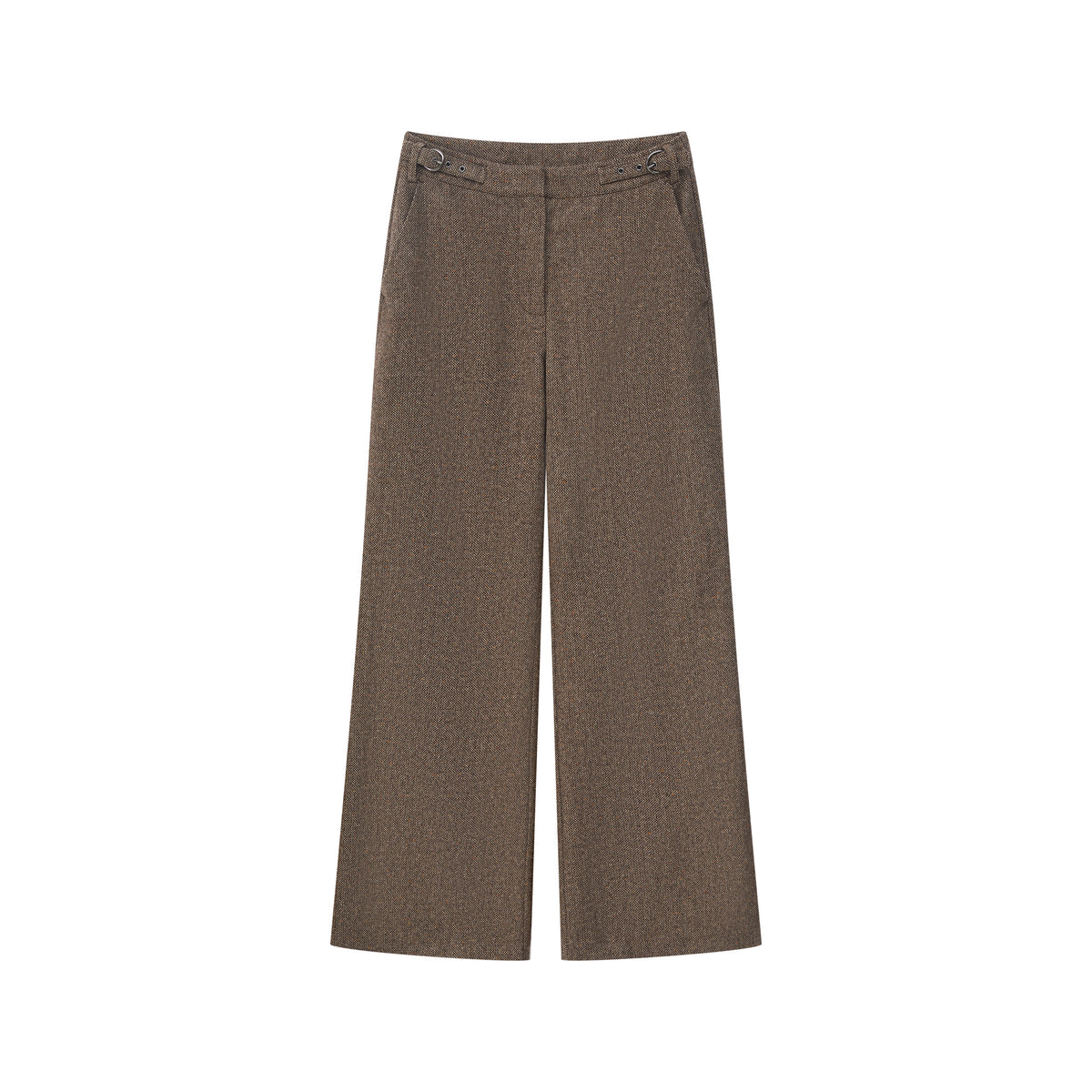 Weite Hose aus Donegal Tweed in Braun meliert