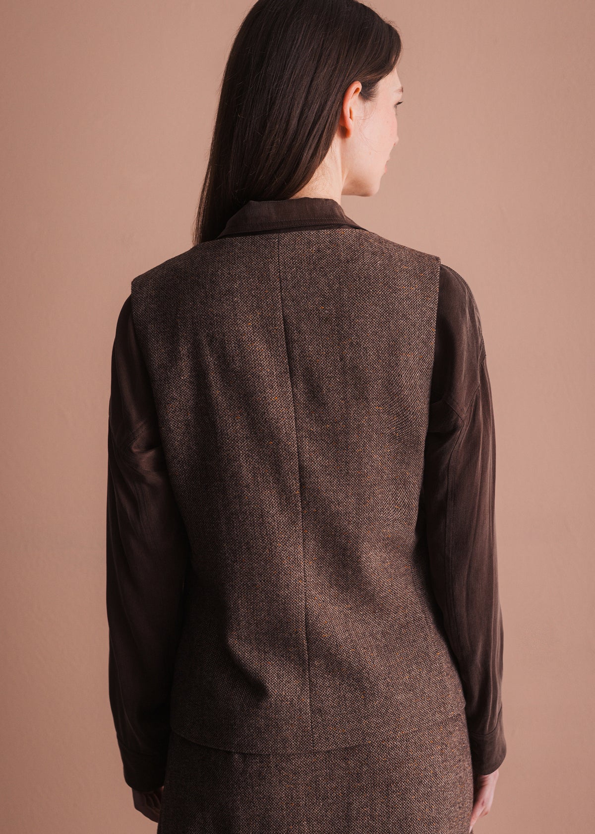Weste aus Donegal Tweed in Braun meliert