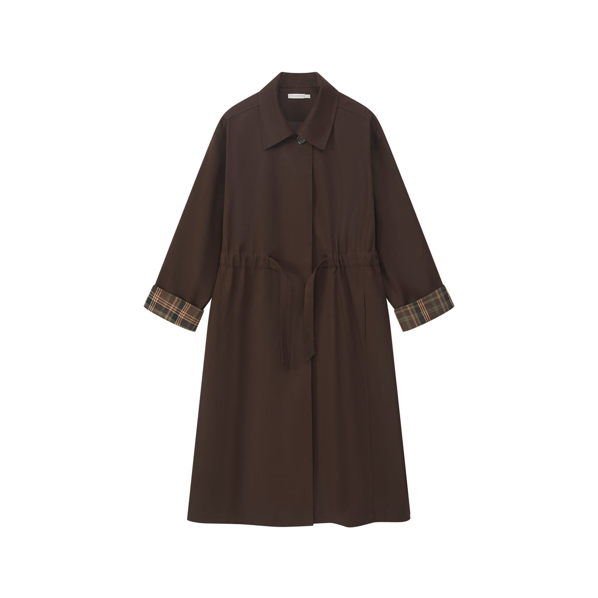 Trench Coat with Drawstring Waist in Dark Brown