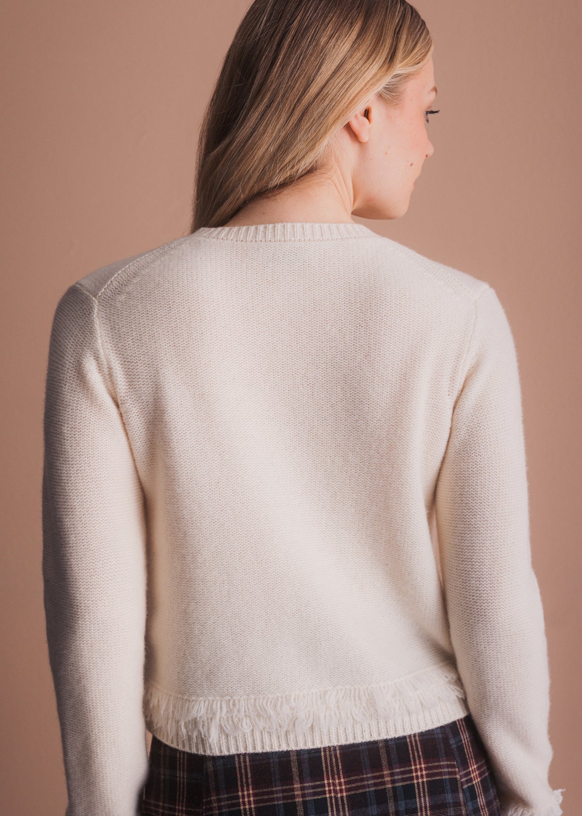 Strickcardigan mit Fransensaum