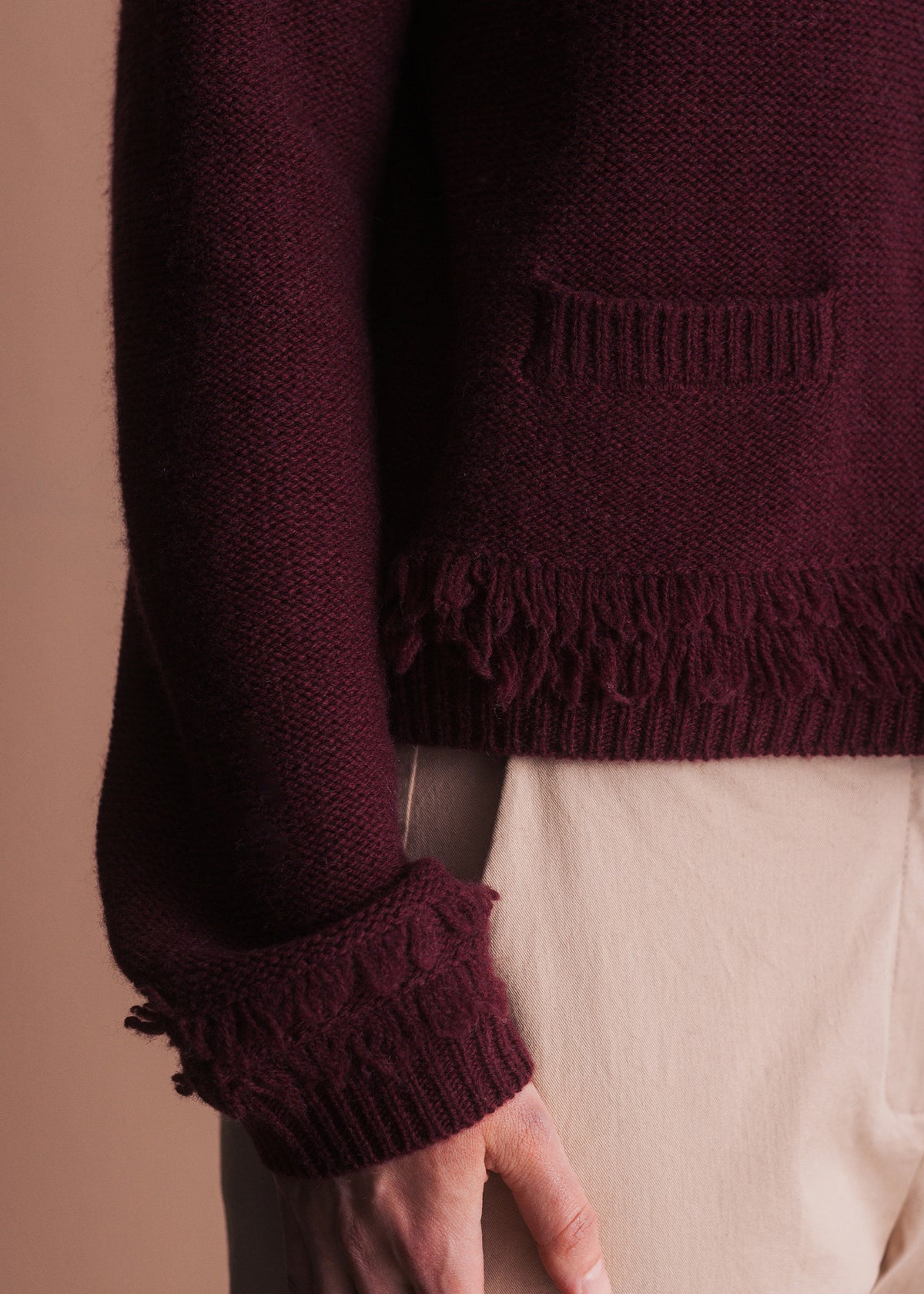 Strickcardigan mit Fransensaum