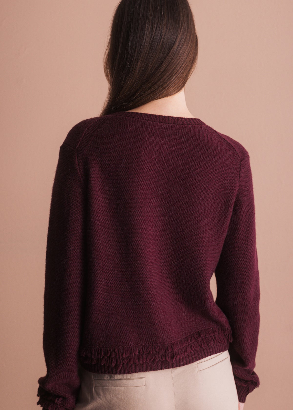 Strickcardigan mit Fransensaum