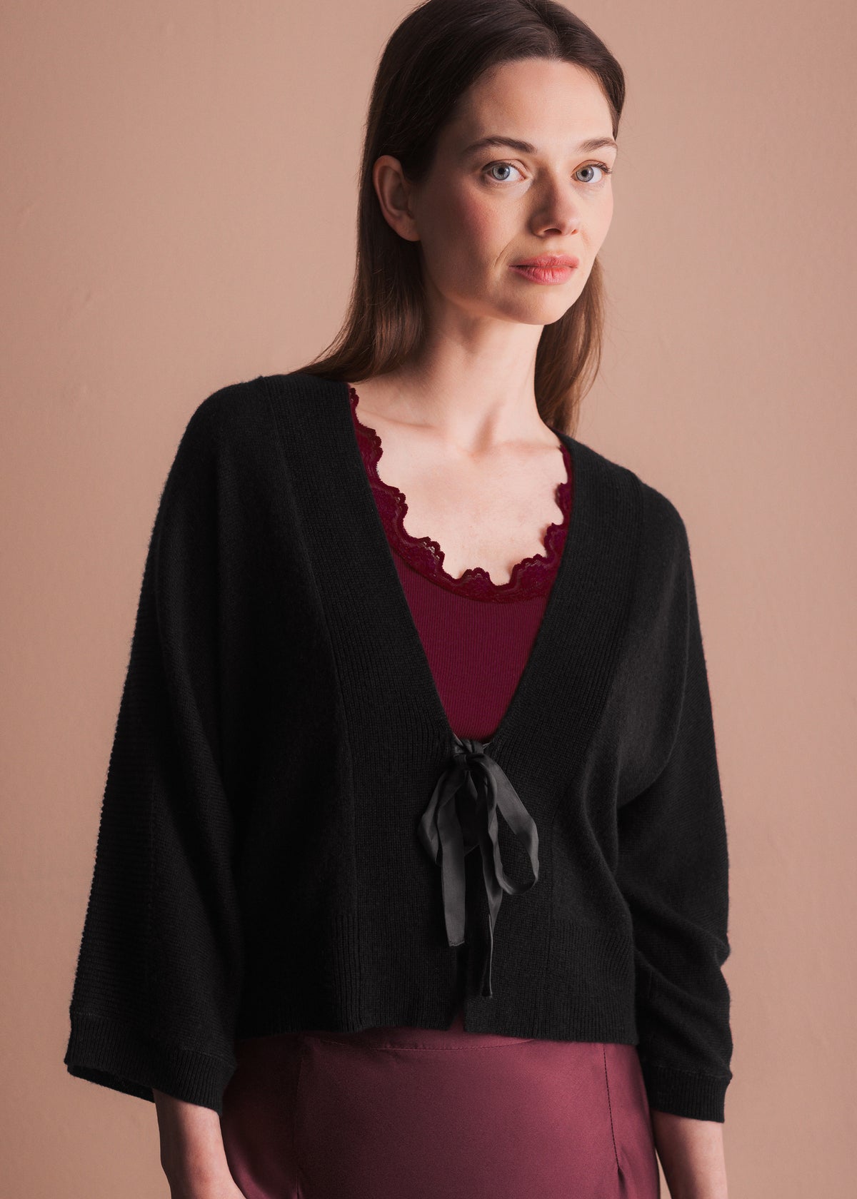 Cardigan with Satin Tie