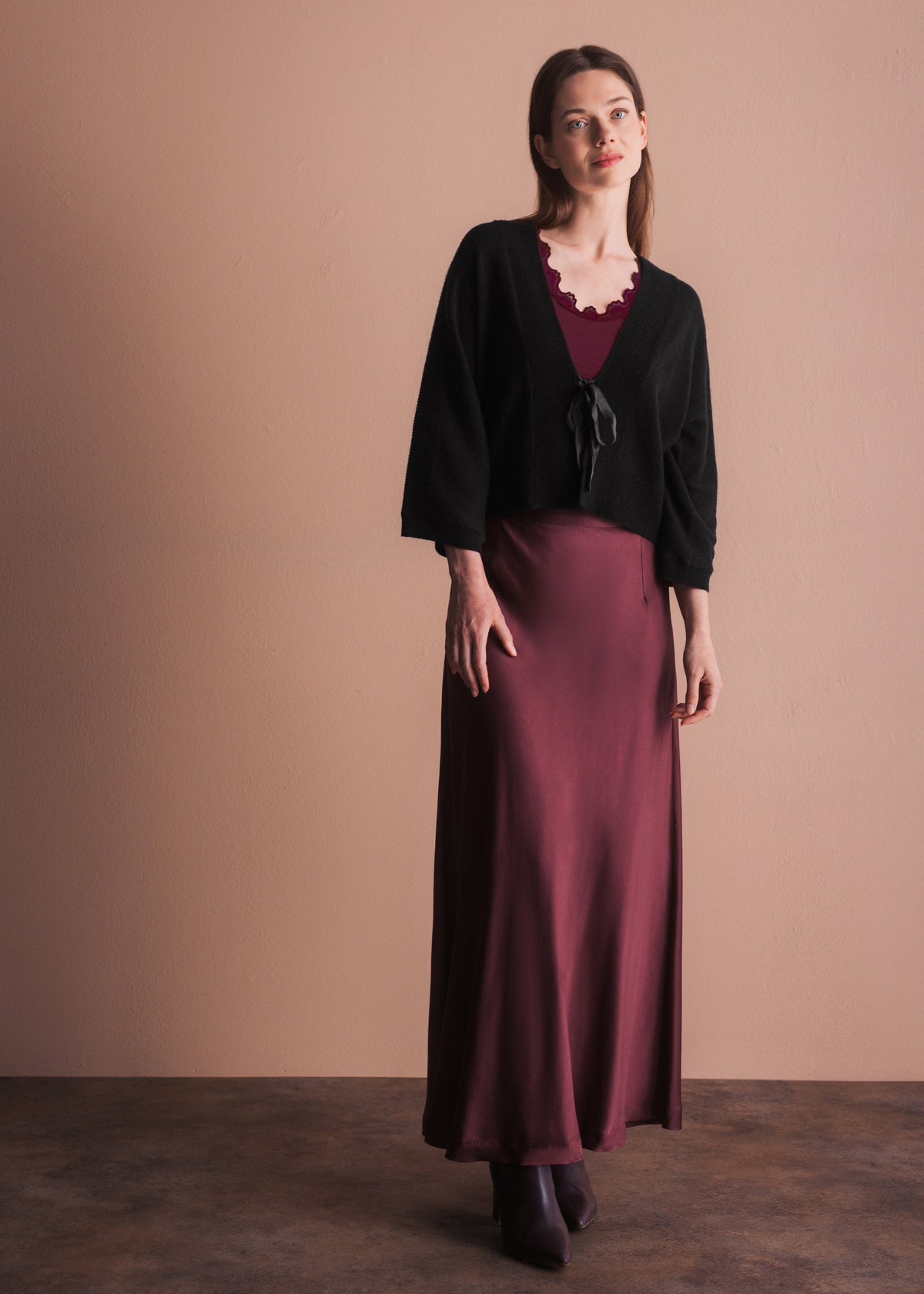 Cardigan with Satin Tie