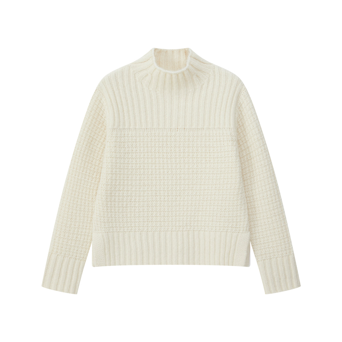 Rippstrickpullover mit Stehkragen