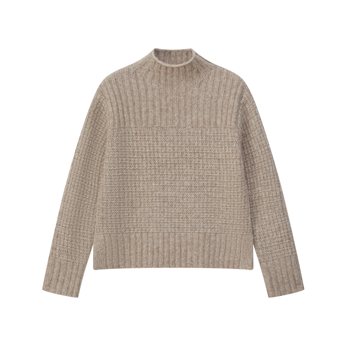 Rippstrickpullover mit Stehkragen