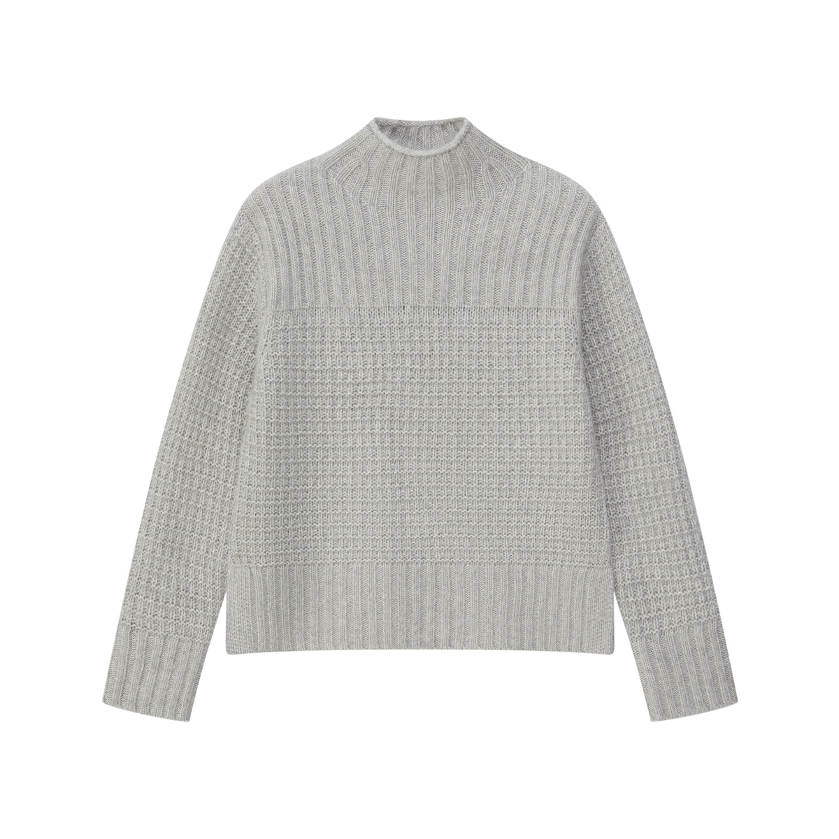 Rippstrickpullover mit Stehkragen