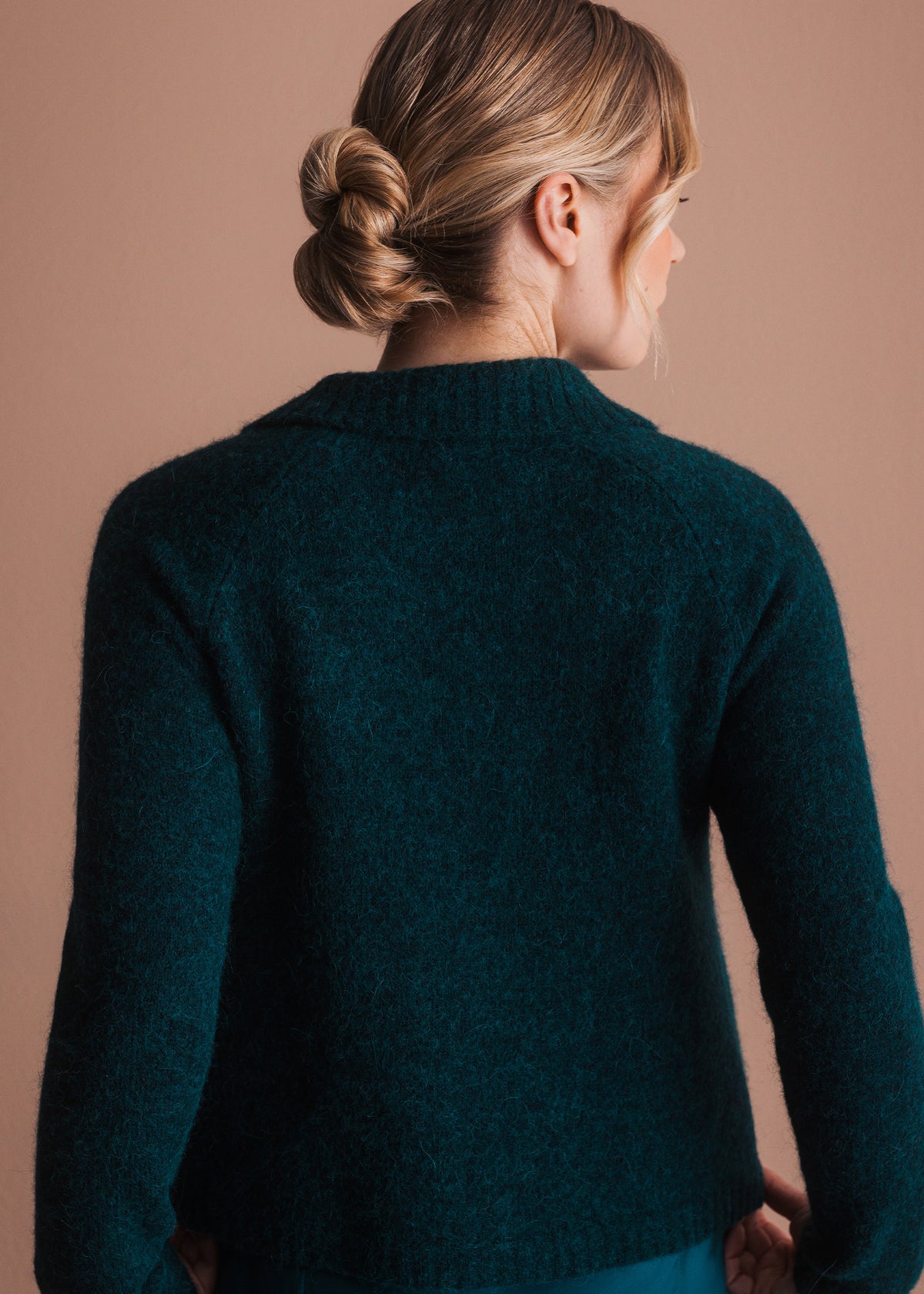 Cardigan mit Rundkragen in Petrol