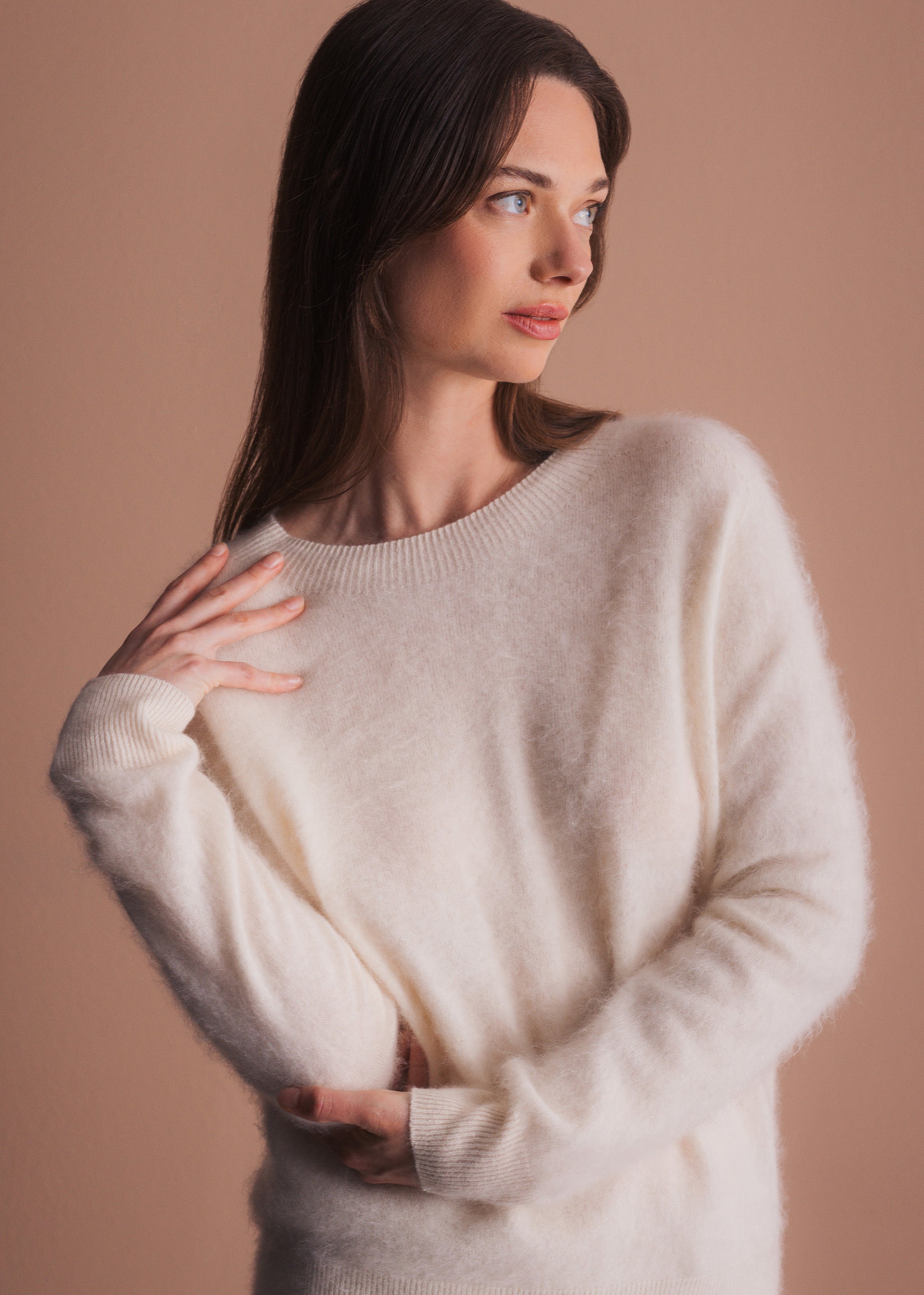 Pullover mit Rundhalsausschnitt aus gebrushtem Garn