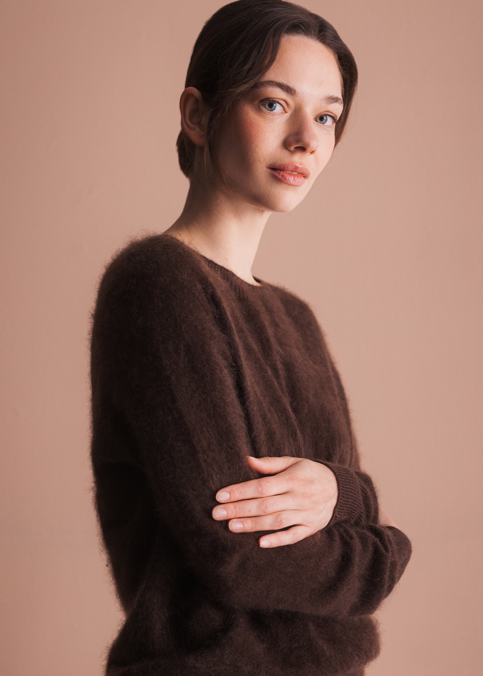 Pullover mit Rundhalsausschnitt aus gebrushtem Garn