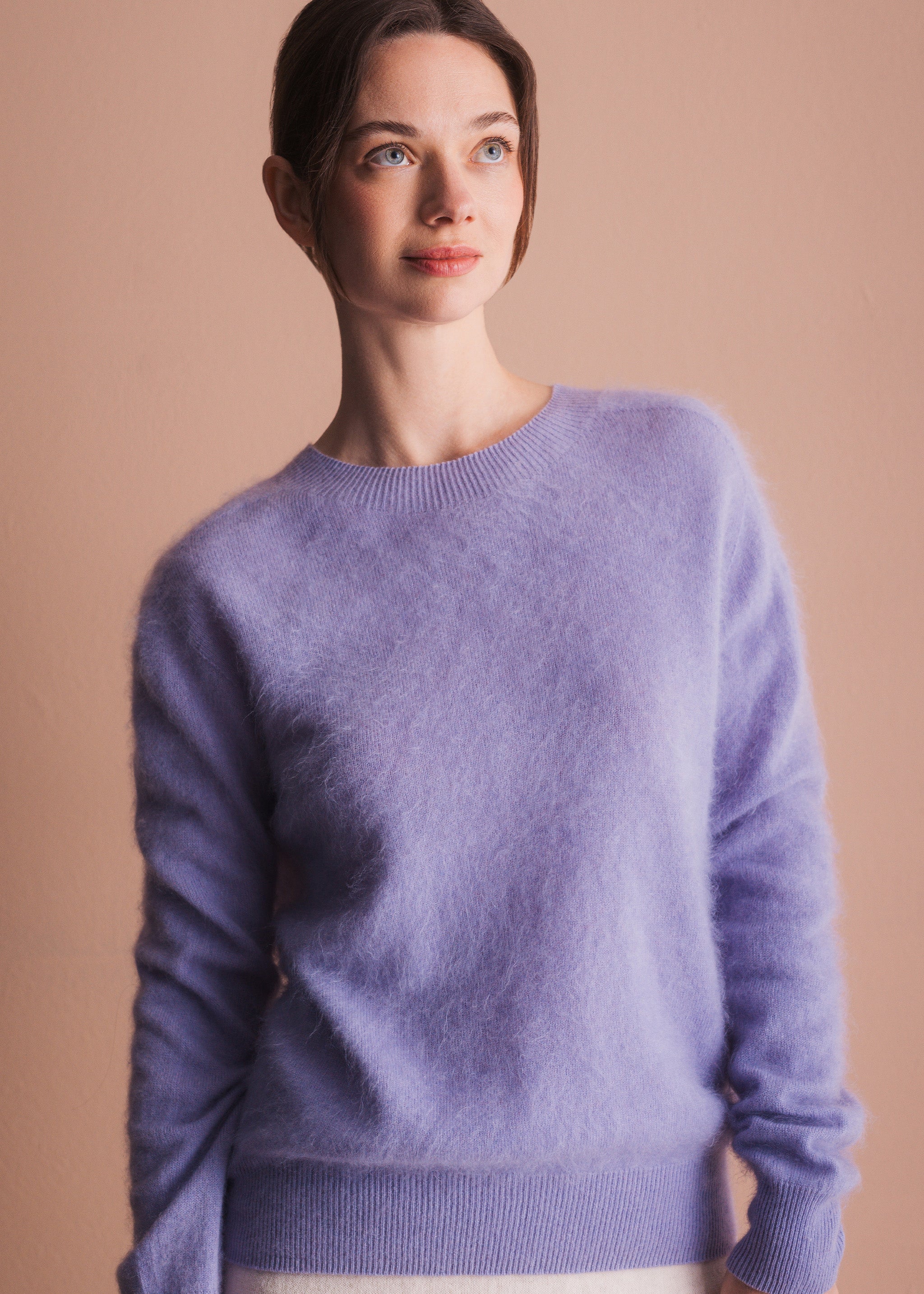 Pullover mit Rundhalsausschnitt aus gebrushtem Garn