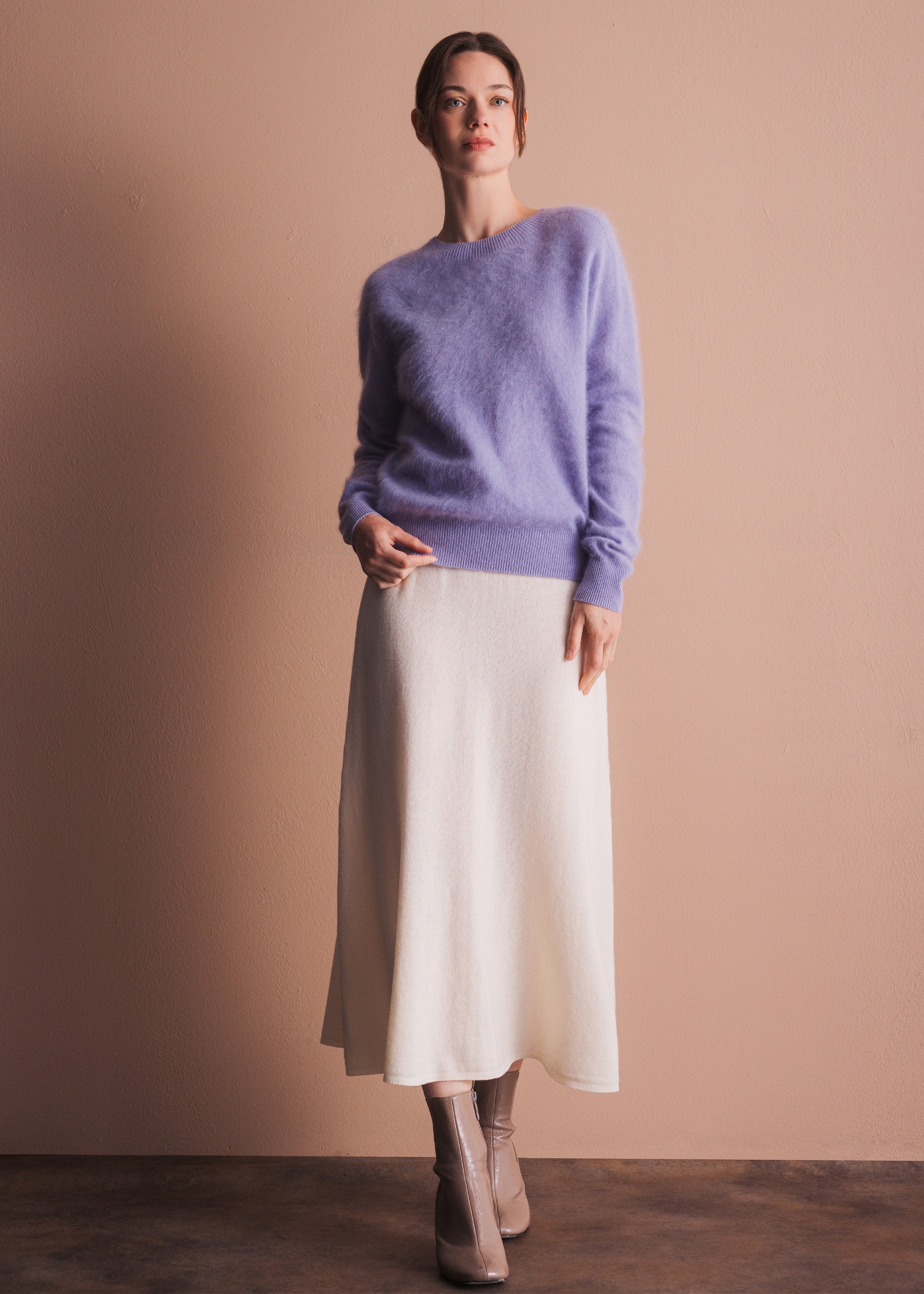 Pullover mit Rundhalsausschnitt aus gebrushtem Garn