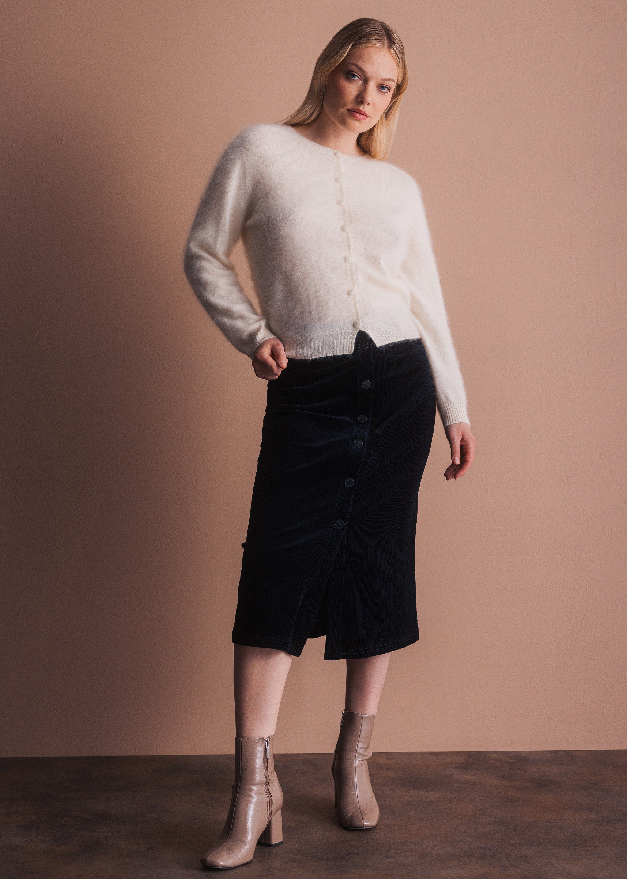 Cardigan mit Knopfleiste aus gebrushtem Garn