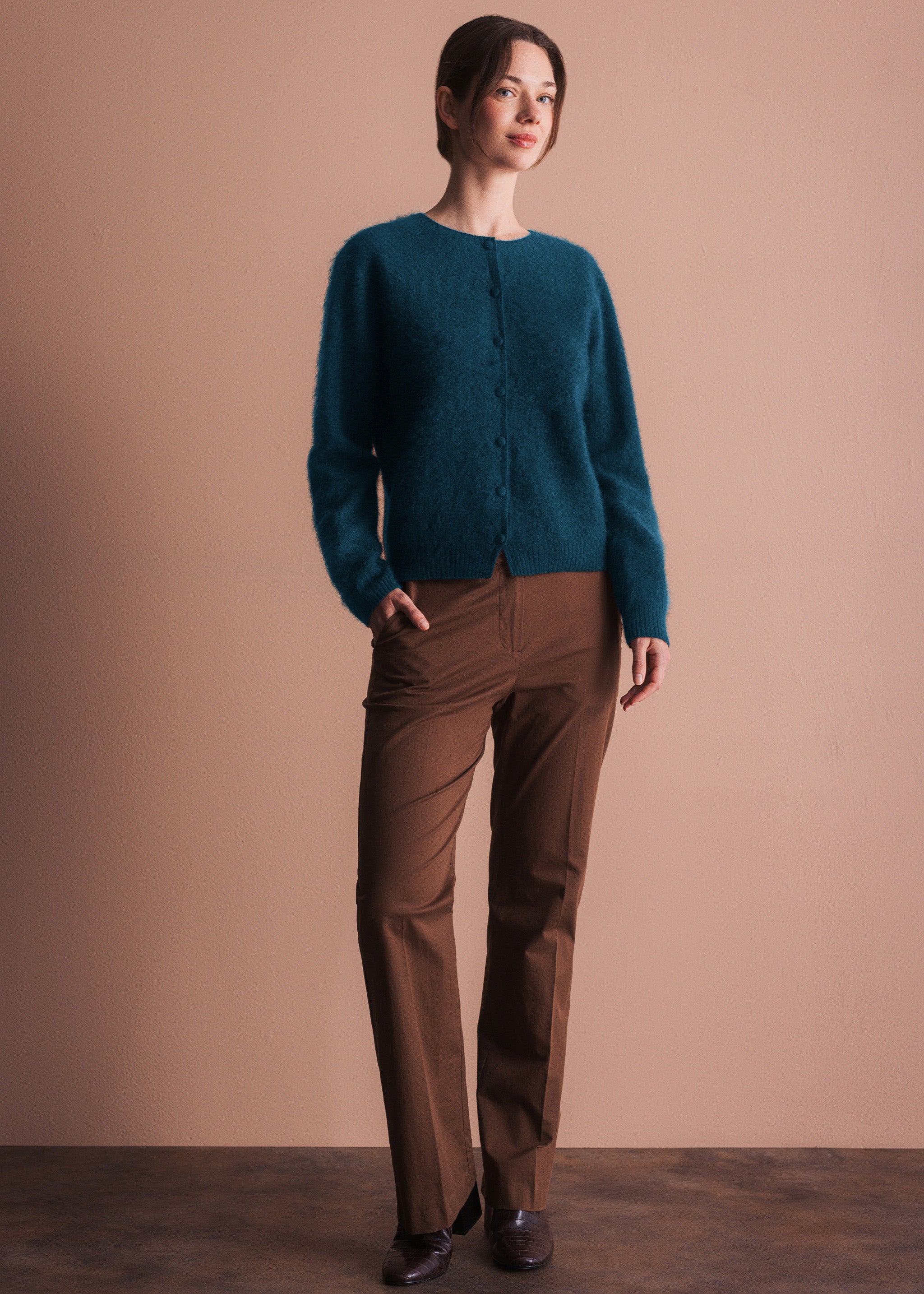 Cardigan mit Knopfleiste aus gebrushtem Garn