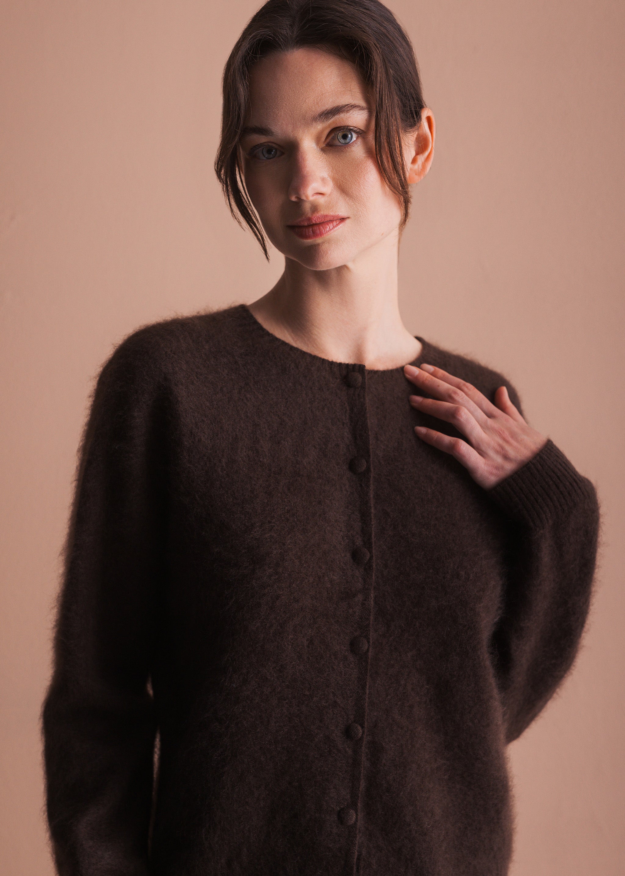 Cardigan mit Knopfleiste aus gebrushtem Garn