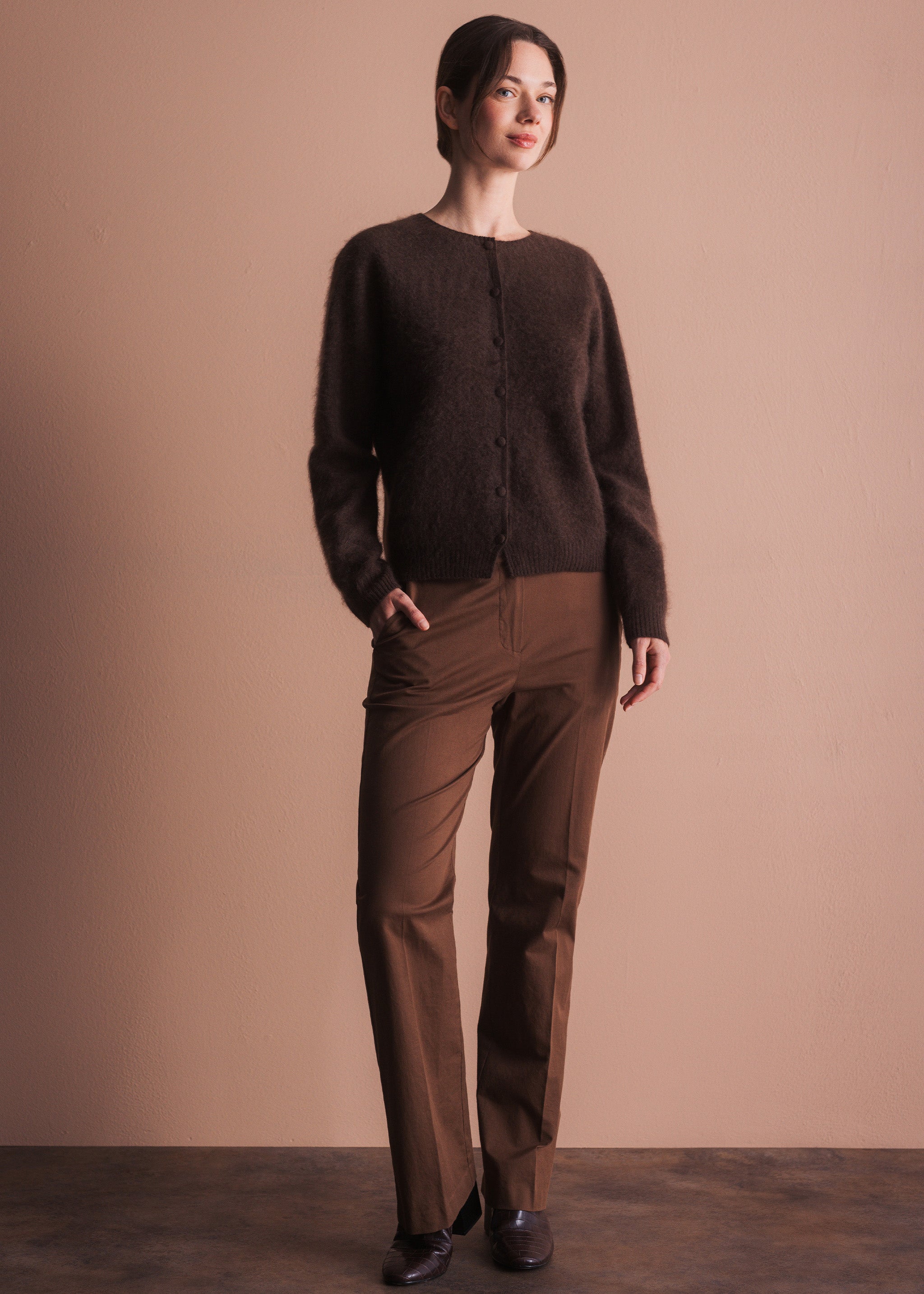 Cardigan mit Knopfleiste aus gebrushtem Garn