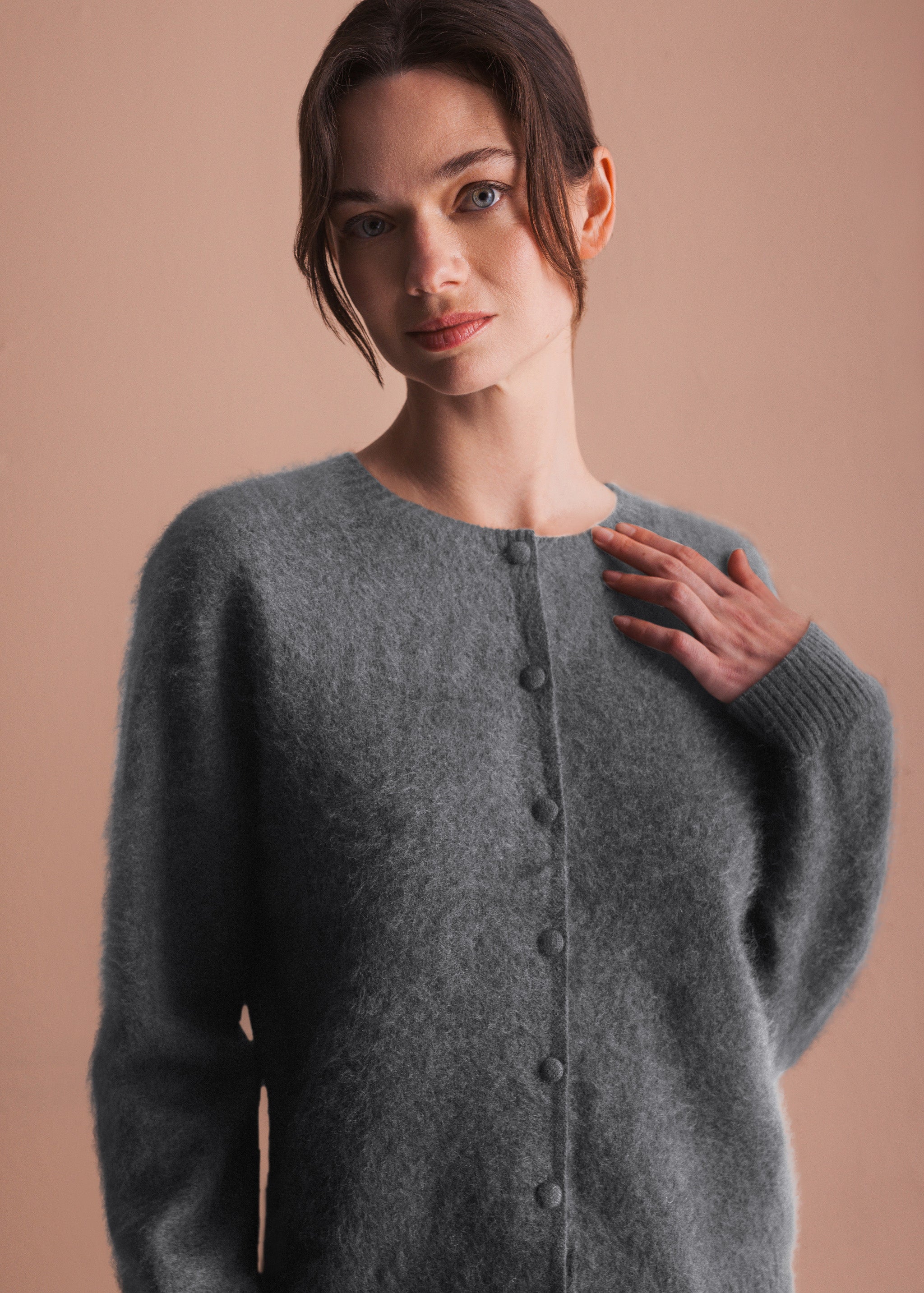Cardigan mit Knopfleiste aus gebrushtem Garn