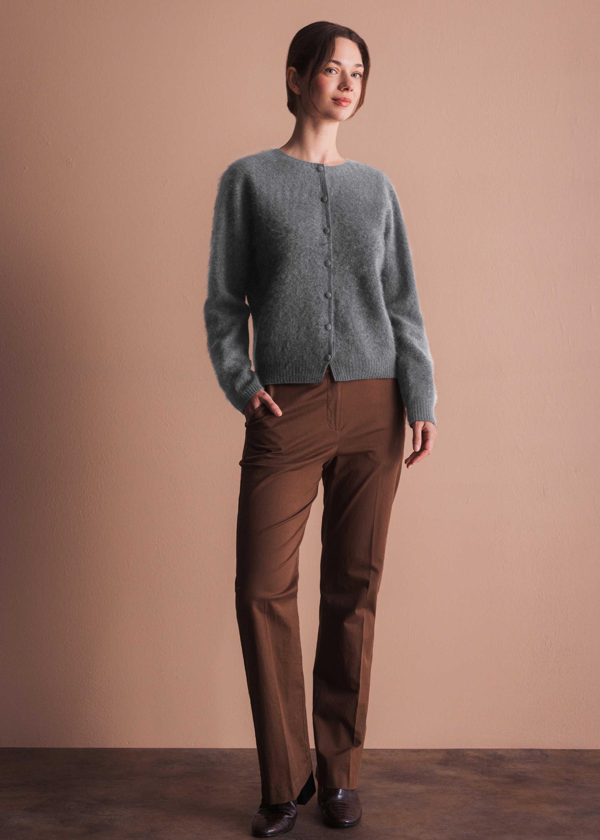 Cardigan mit Knopfleiste aus gebrushtem Garn