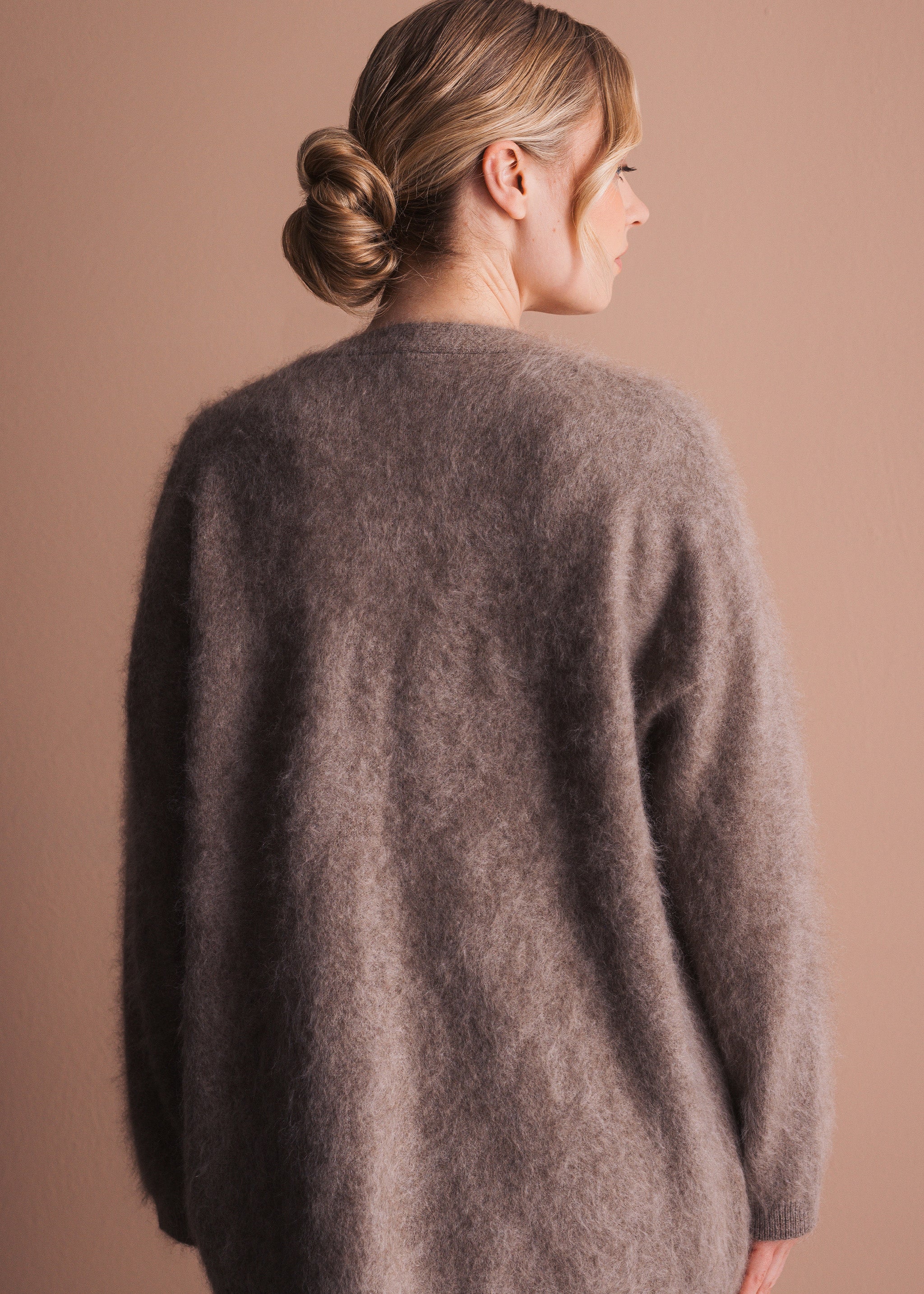 Offener Cardigan aus gebrushter Merinowolle