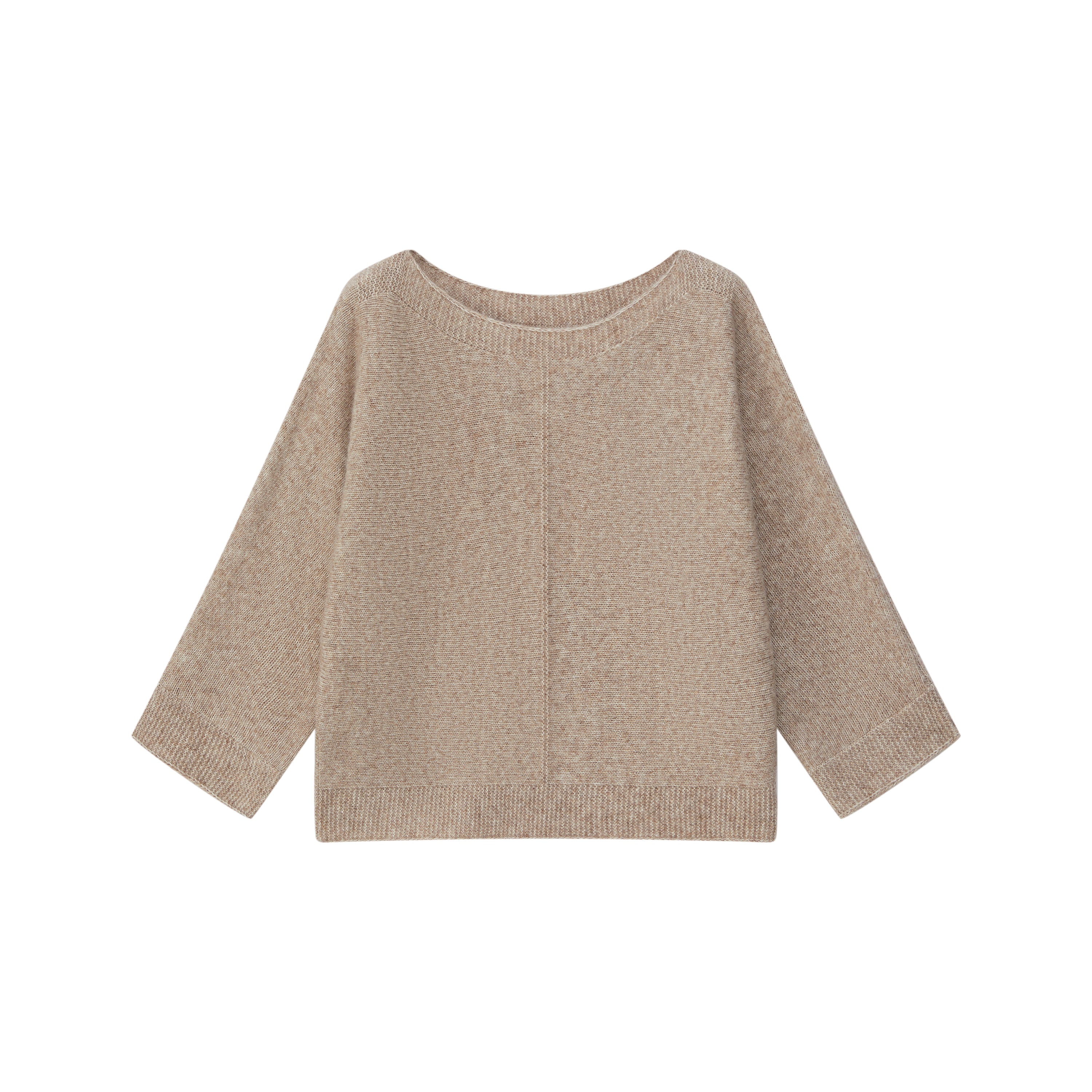 Melierter Pullover mit weitem U-Ausschnitt
