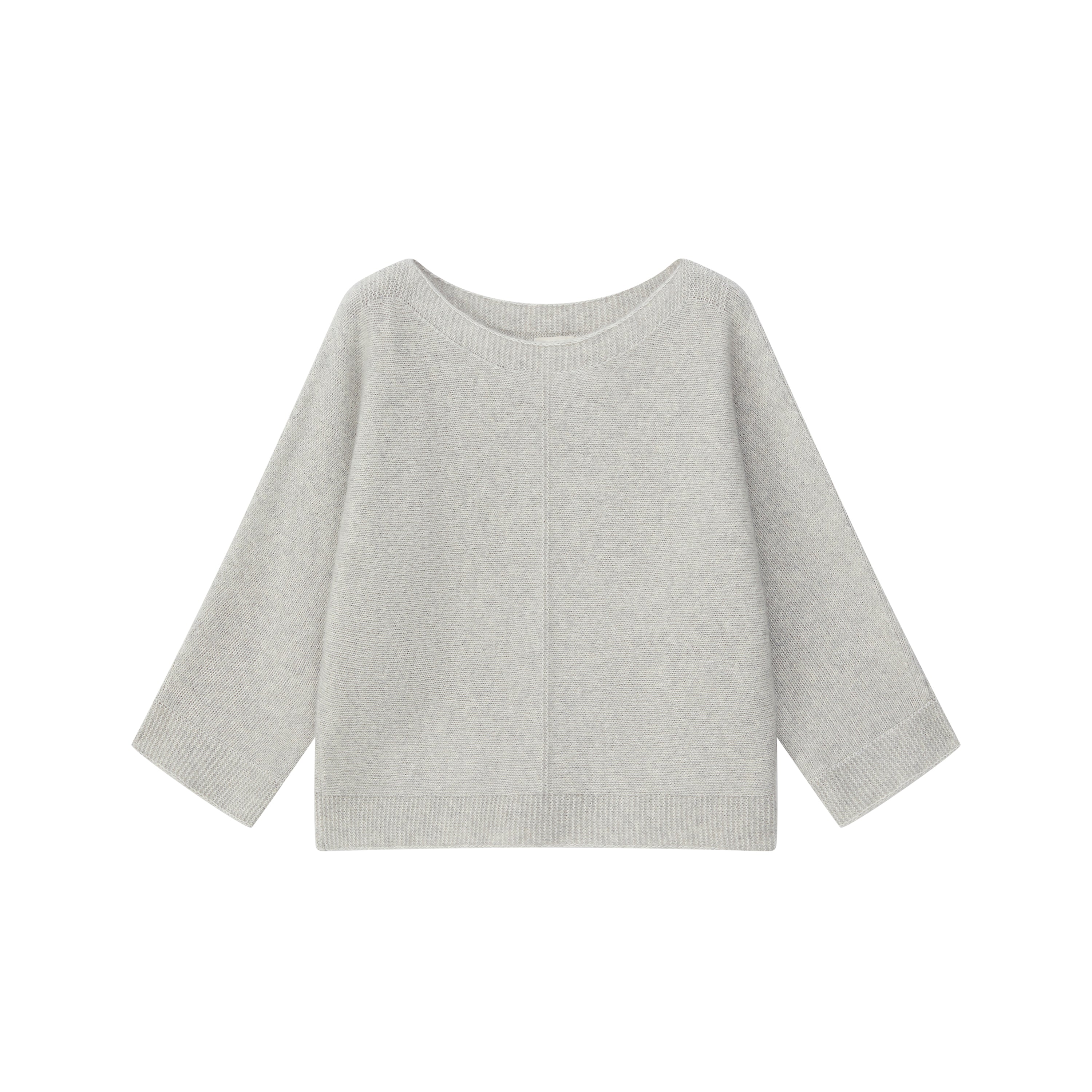 Melierter Pullover mit weitem U-Ausschnitt