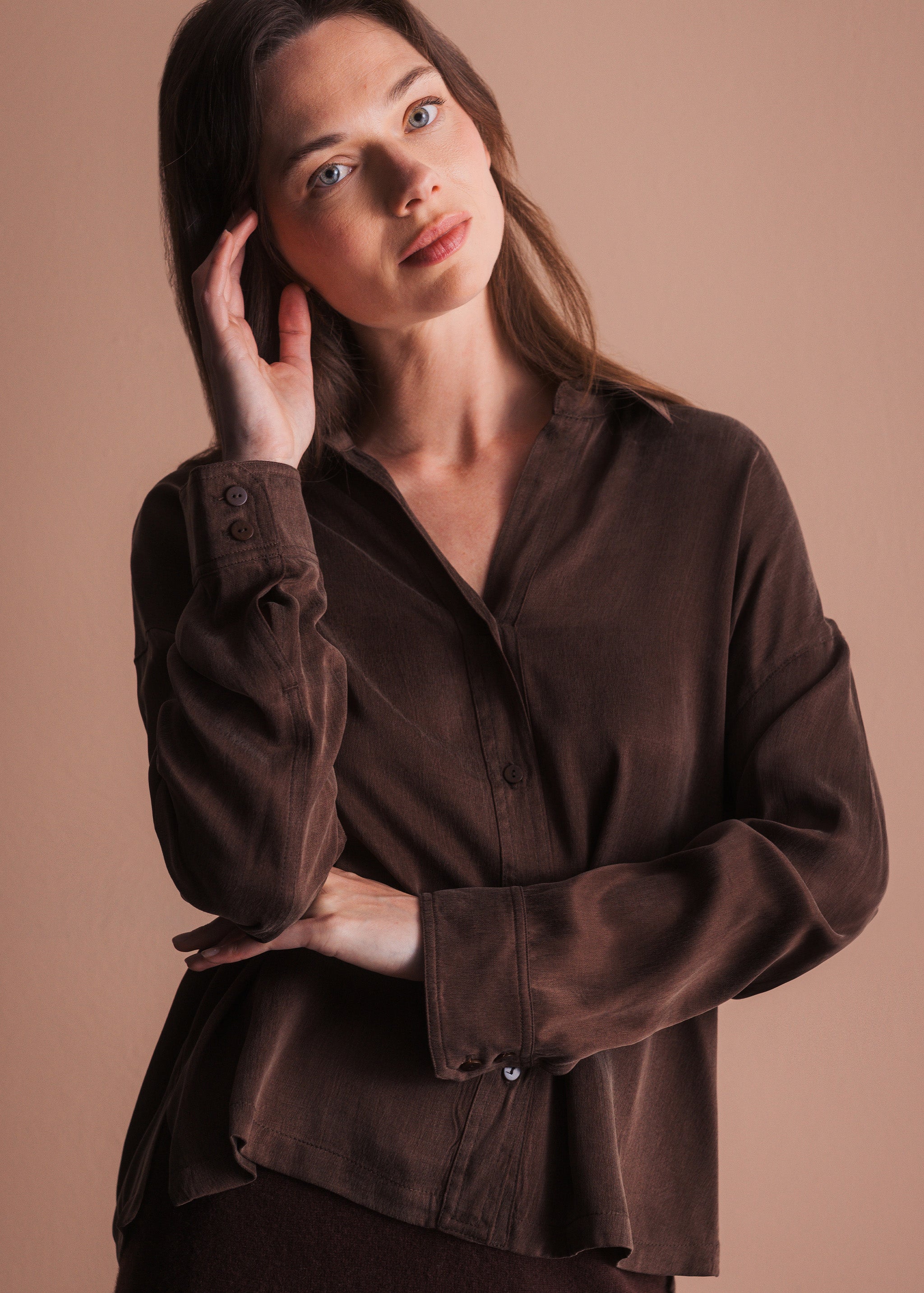 Bluse mit Kragen und Knopfleiste