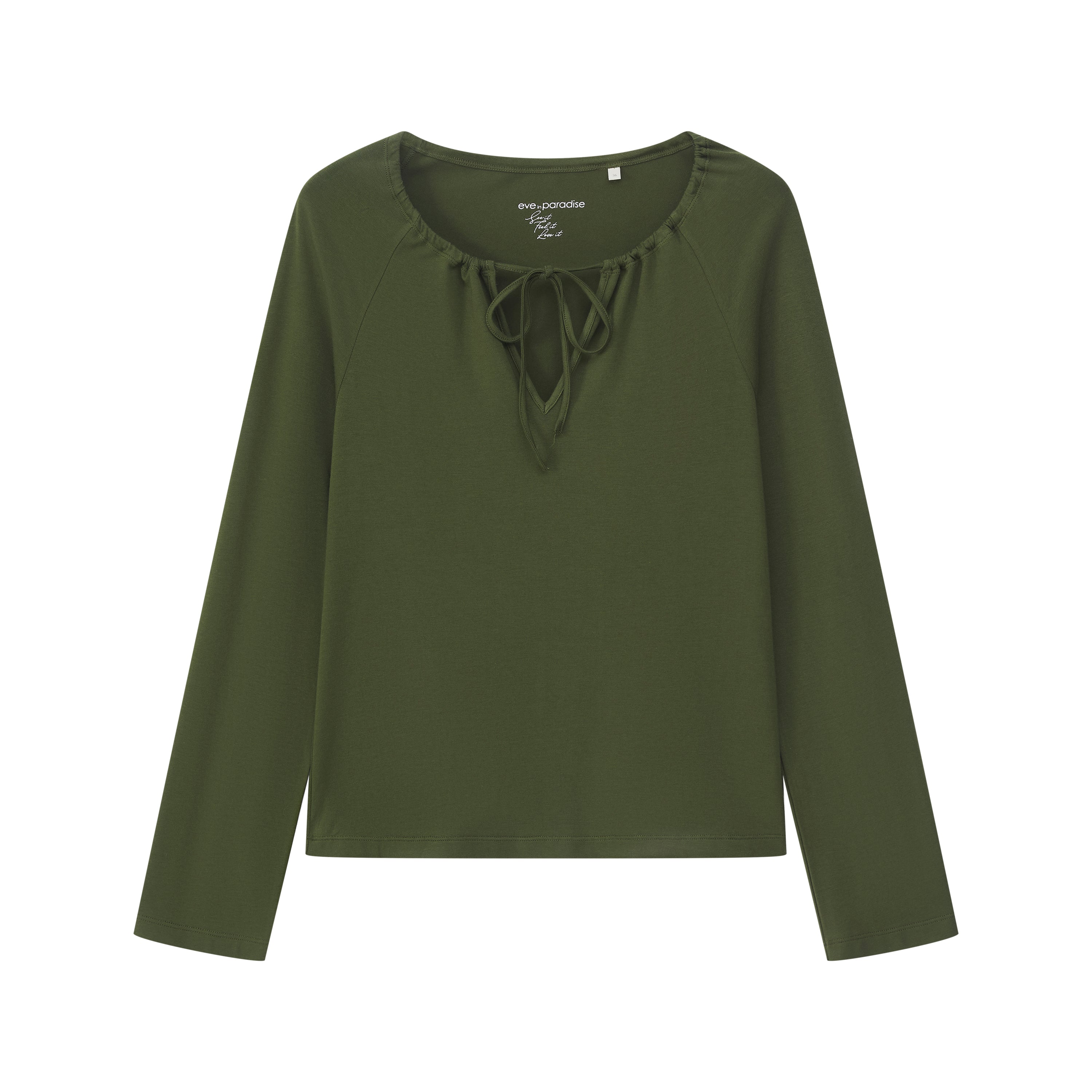 Longsleeve mit Bindeband in Moss