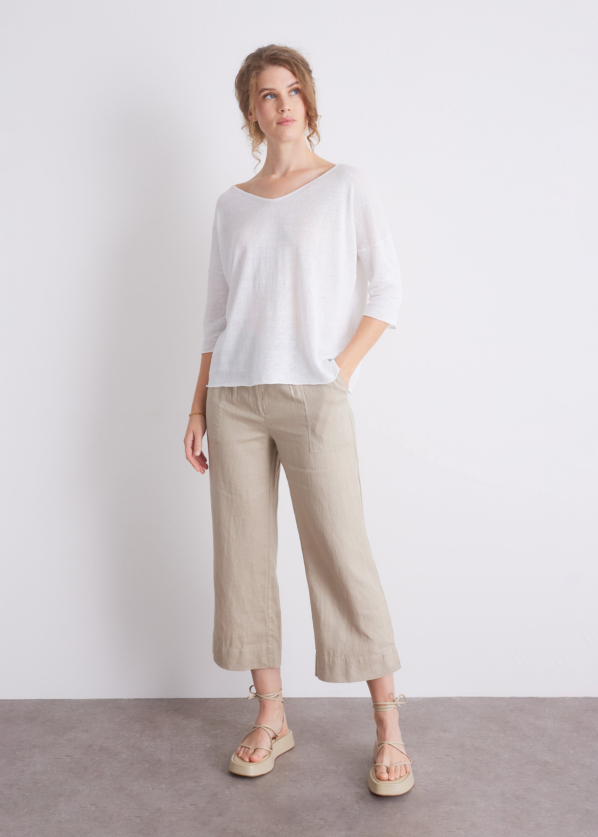 Linen V-neck sweater