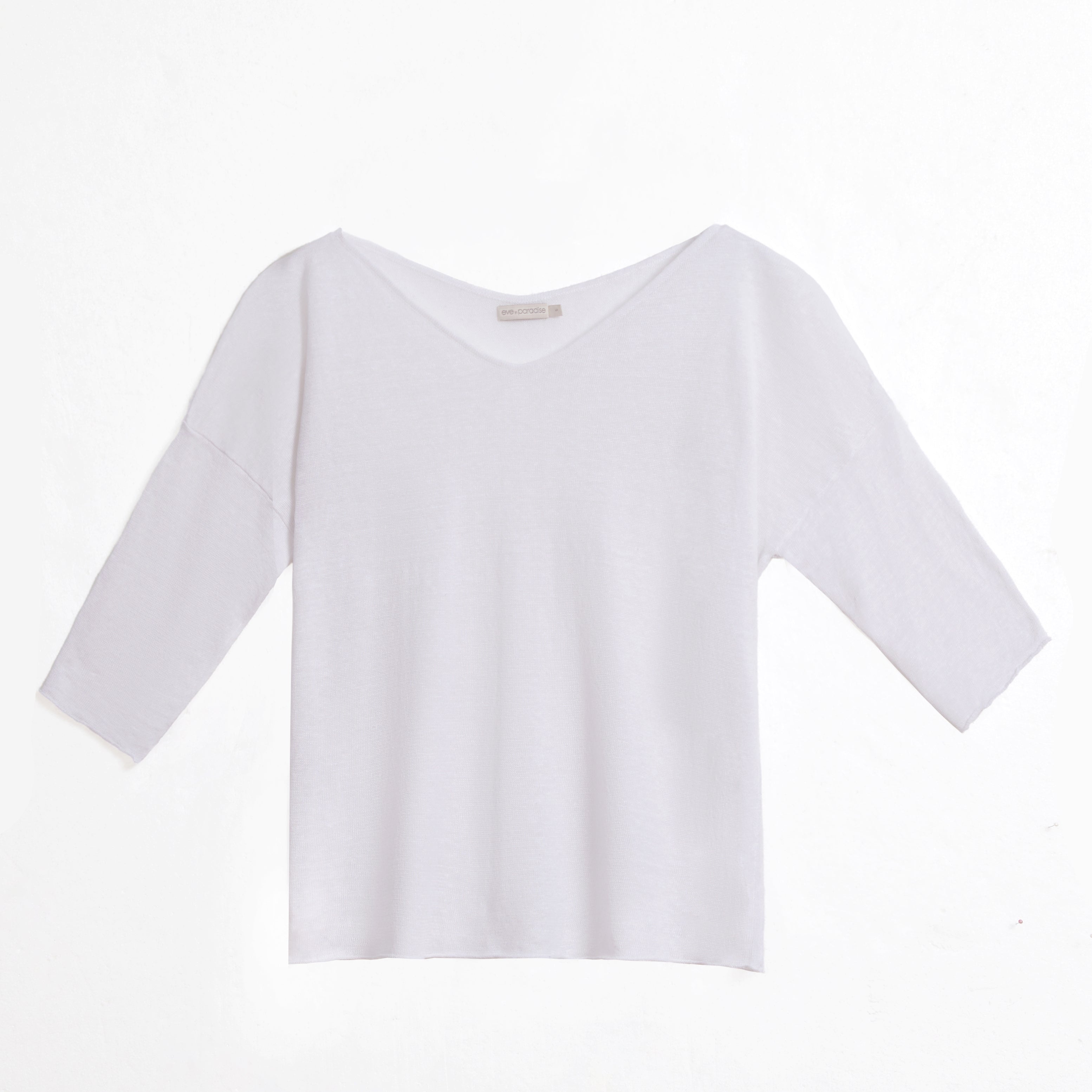 Leinenpullover mit V-Ausschnitt