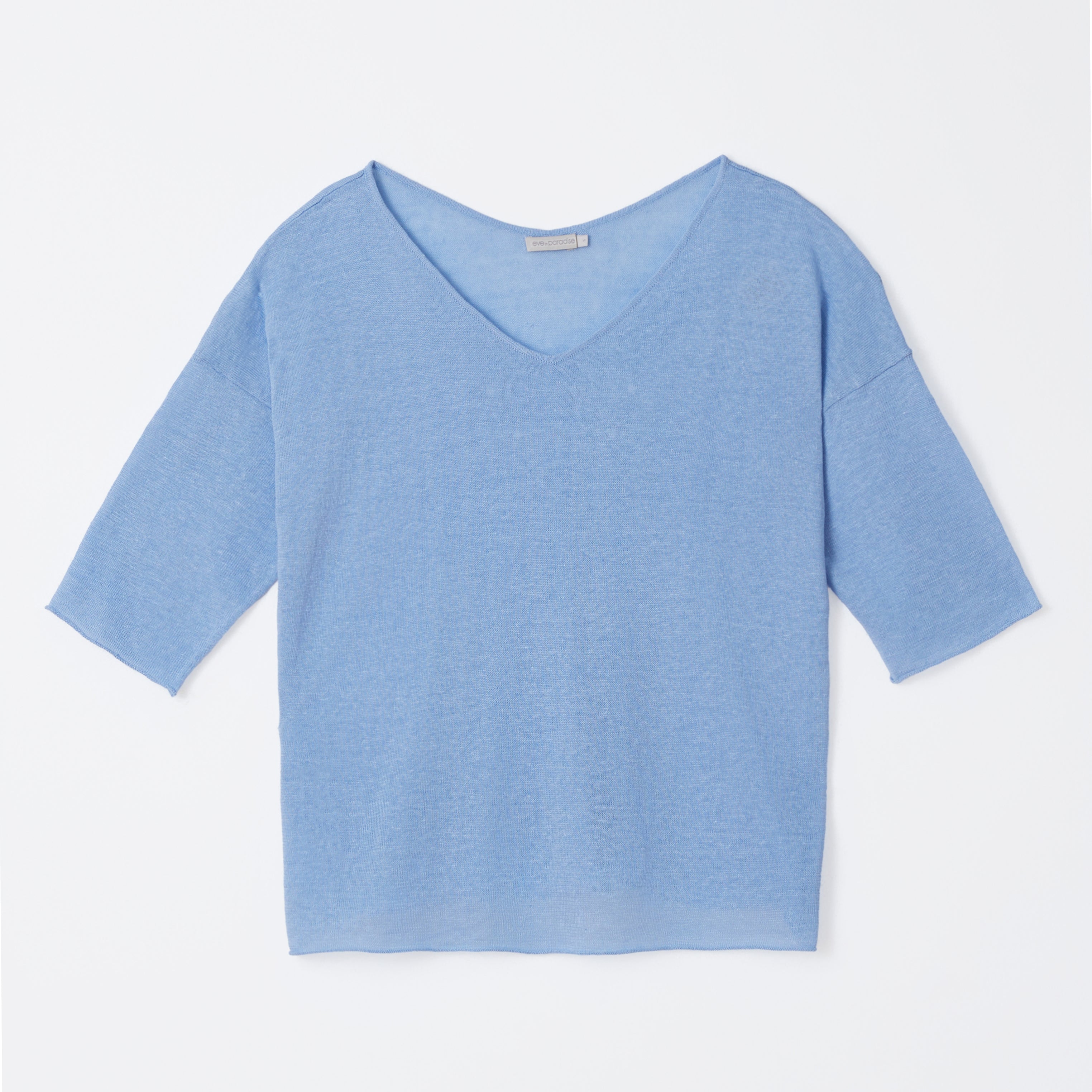 Leinenpullover mit V-Ausschnitt