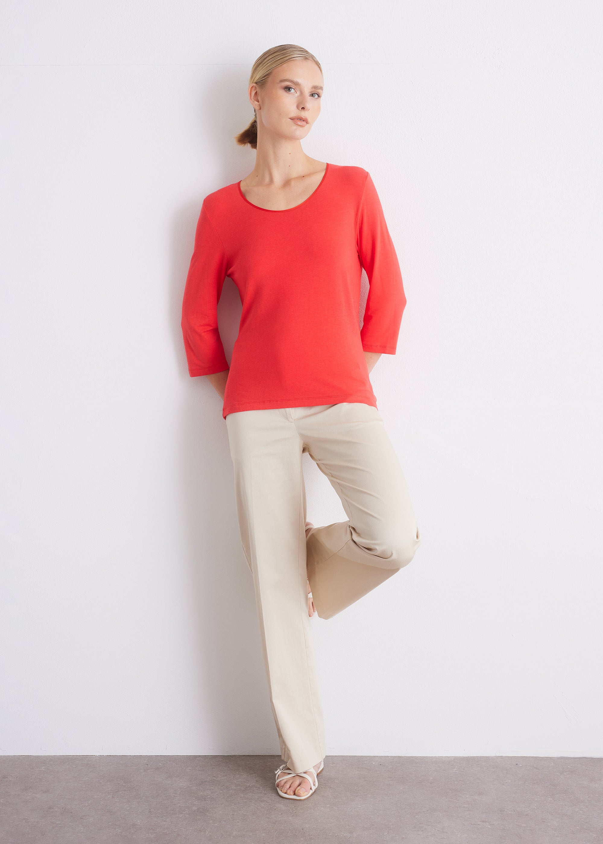 Shirt mit 3/4-Arm und Seidenpaspel