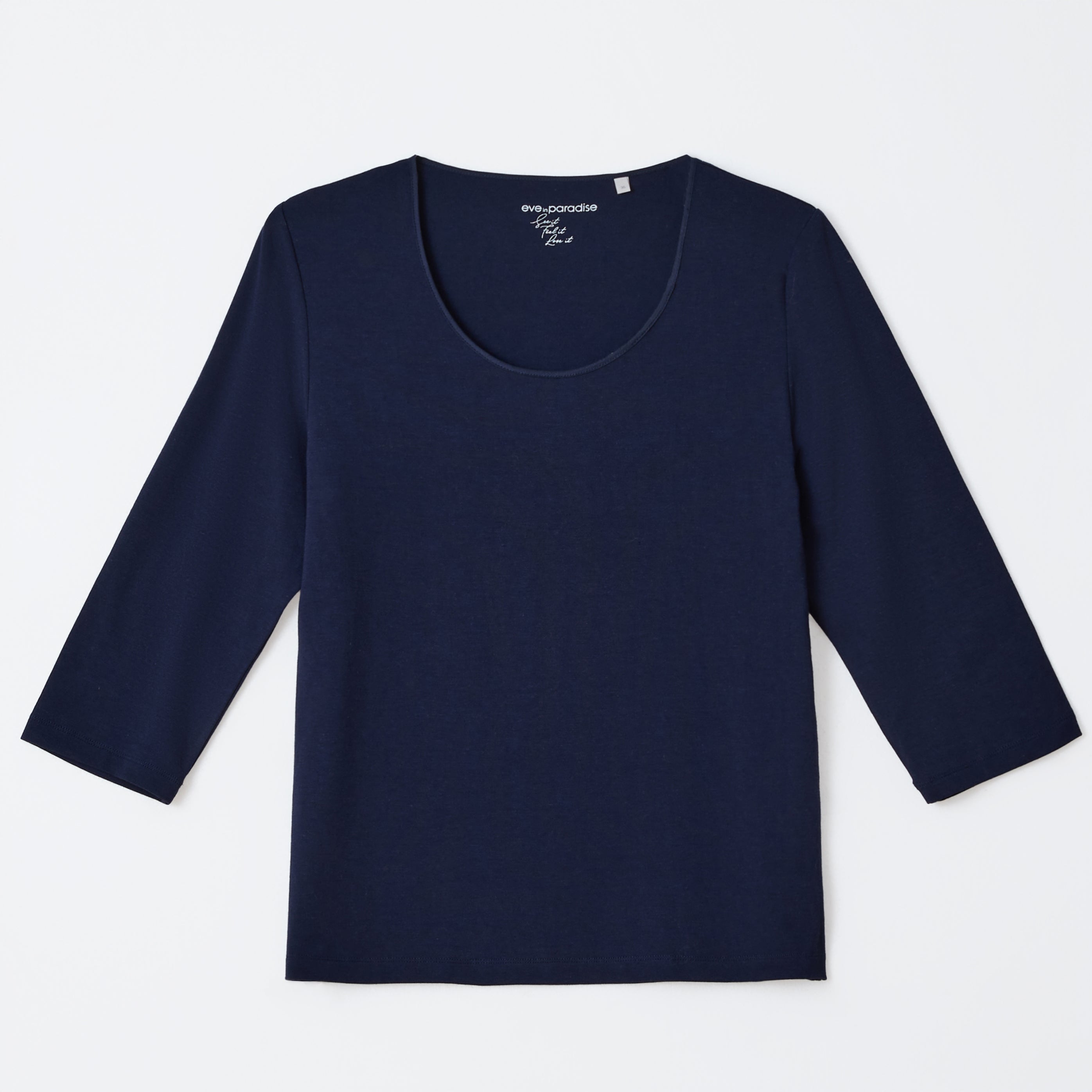 Shirt mit 3/4-Arm und Seidenpaspel