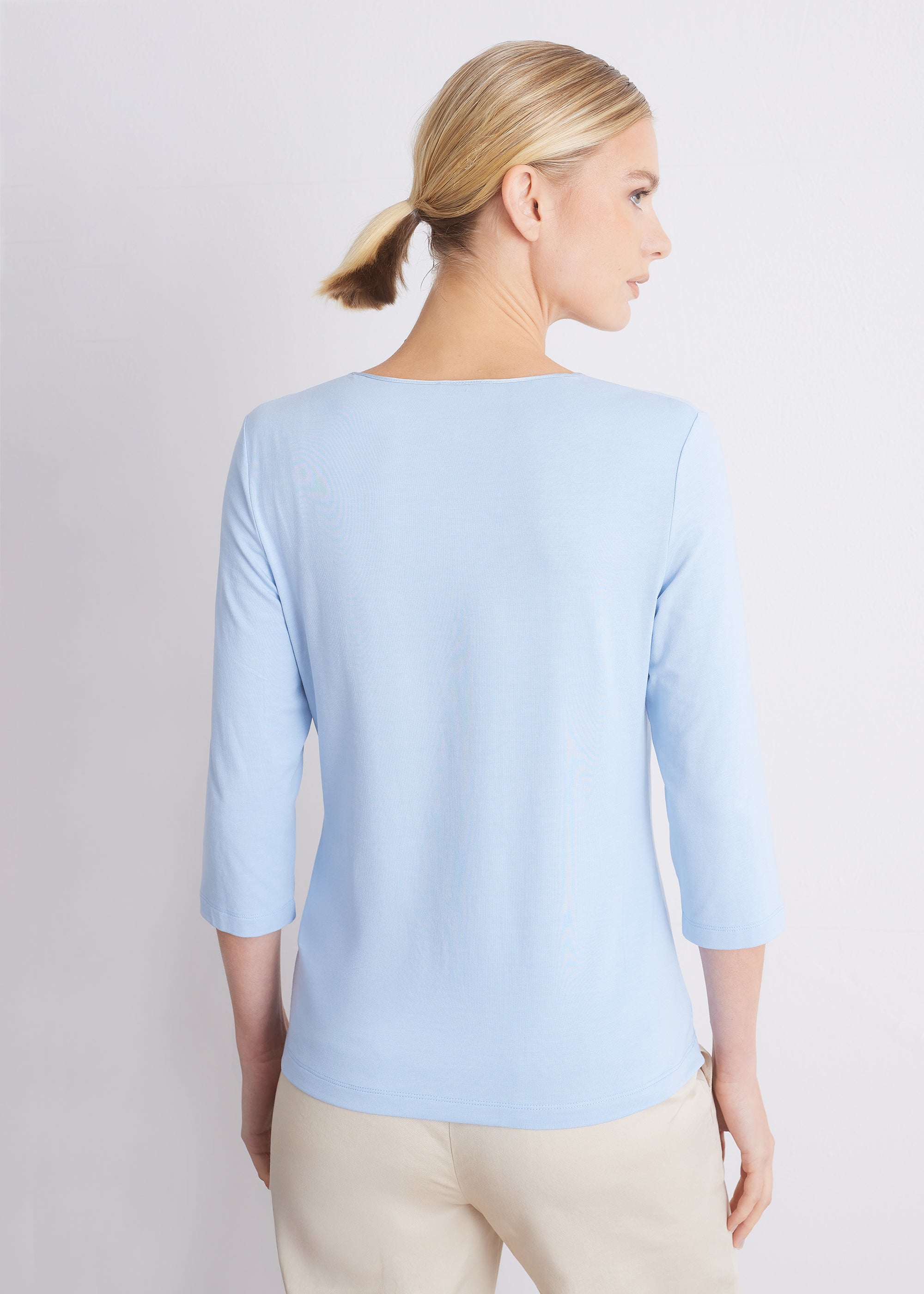 Shirt mit 3/4-Arm und Seidenpaspel