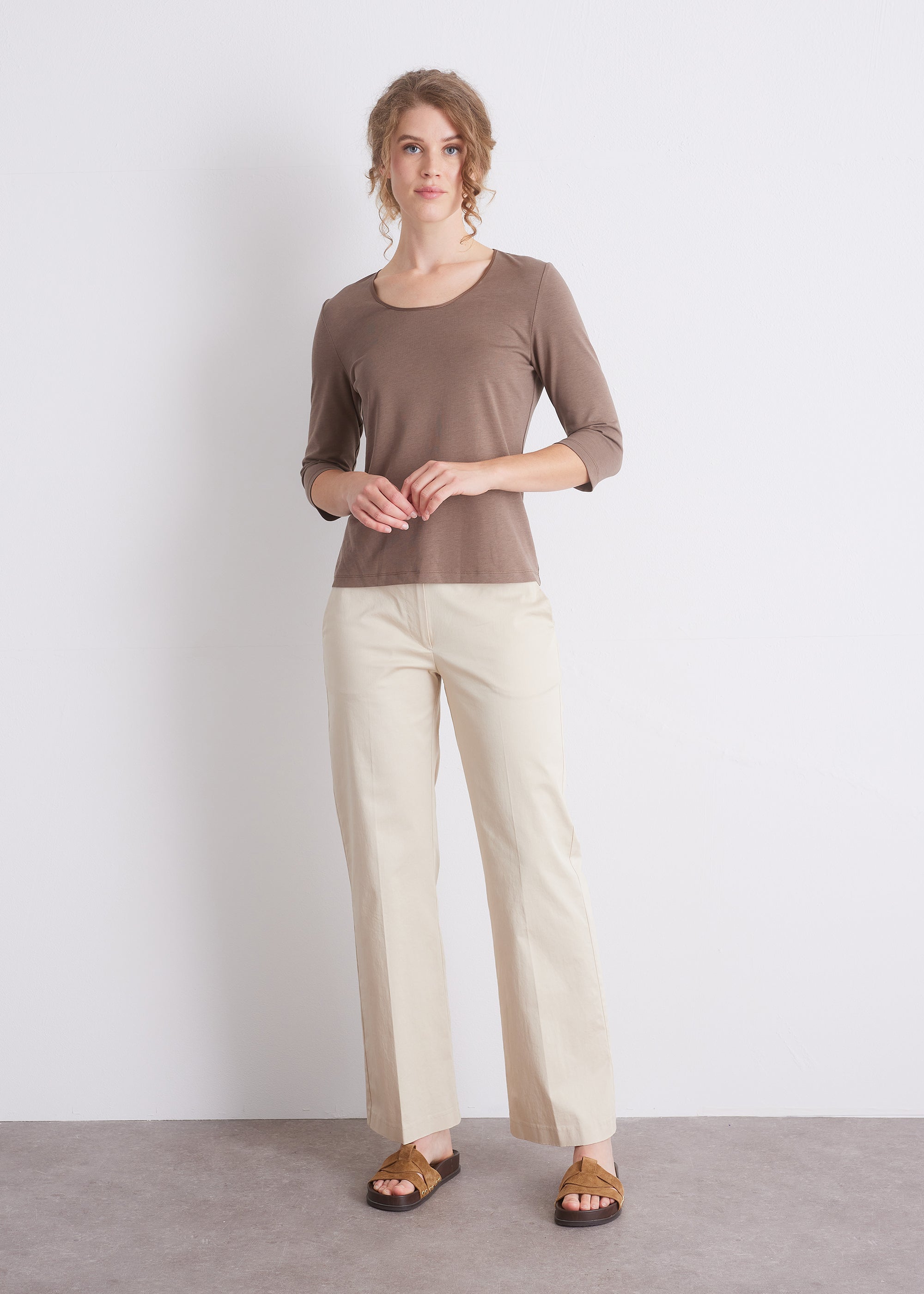 Shirt mit 3/4-Arm und Seidenpaspel