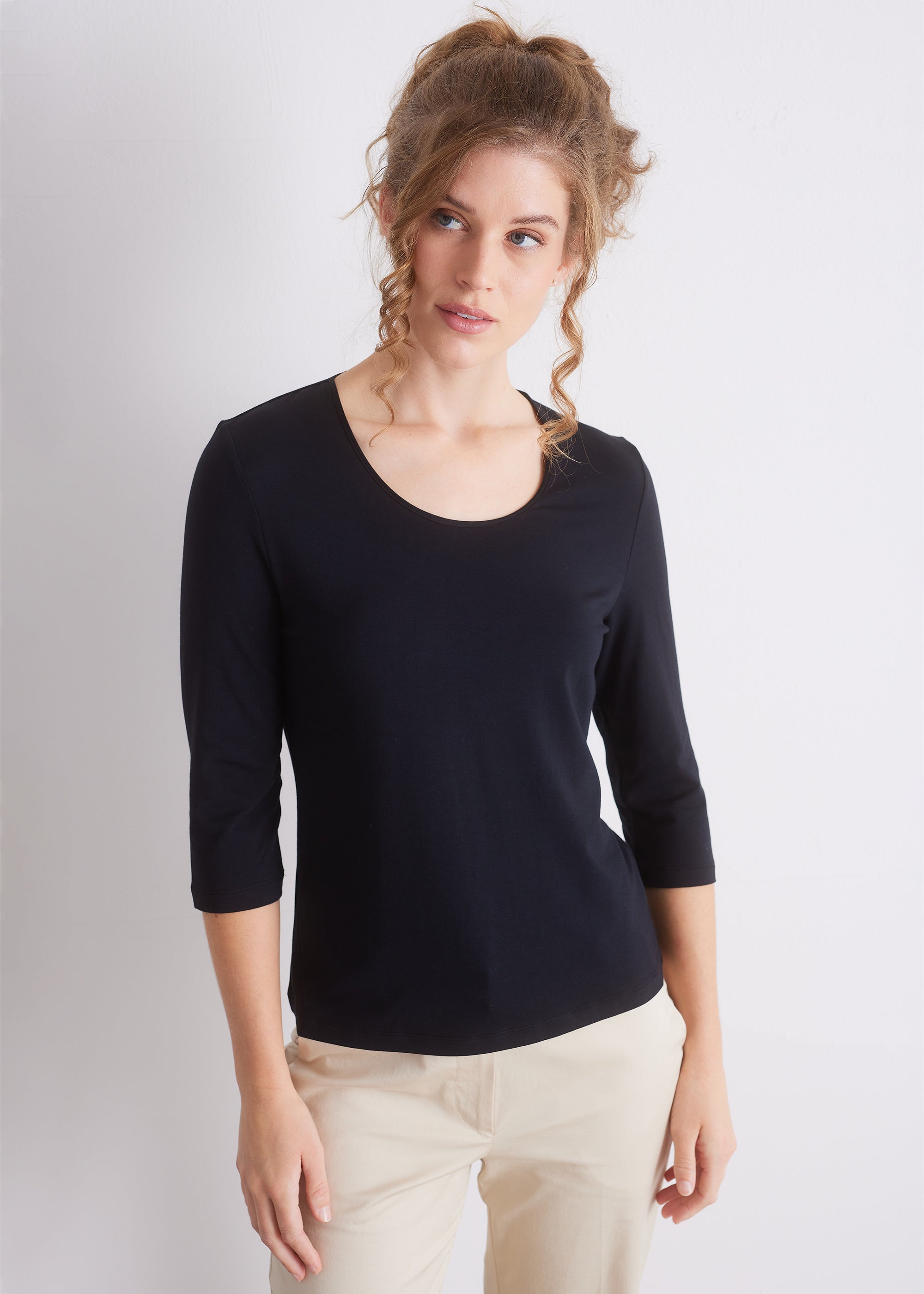 Shirt mit 3/4-Arm und Seidenpaspel