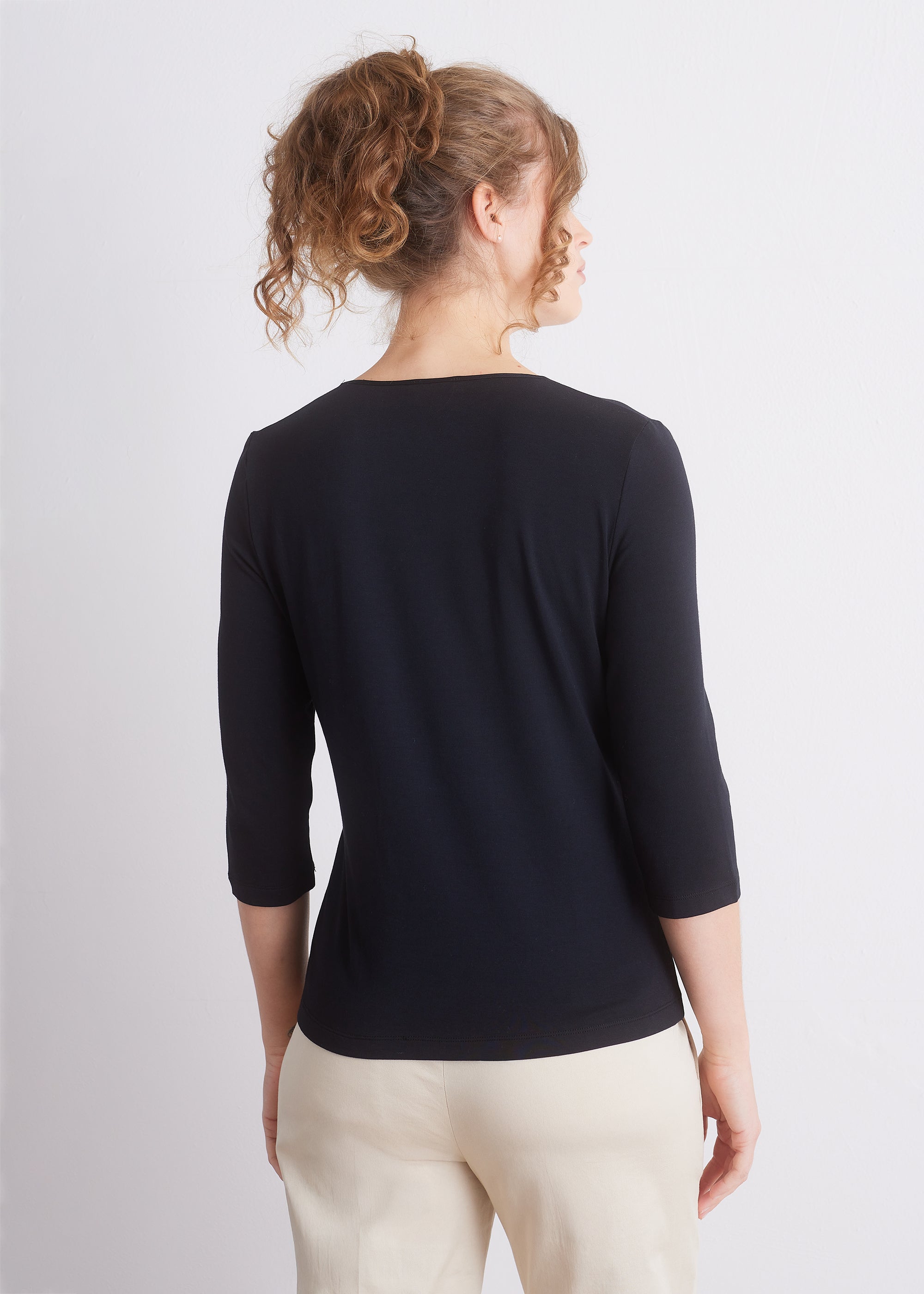 Shirt mit 3/4-Arm und Seidenpaspel