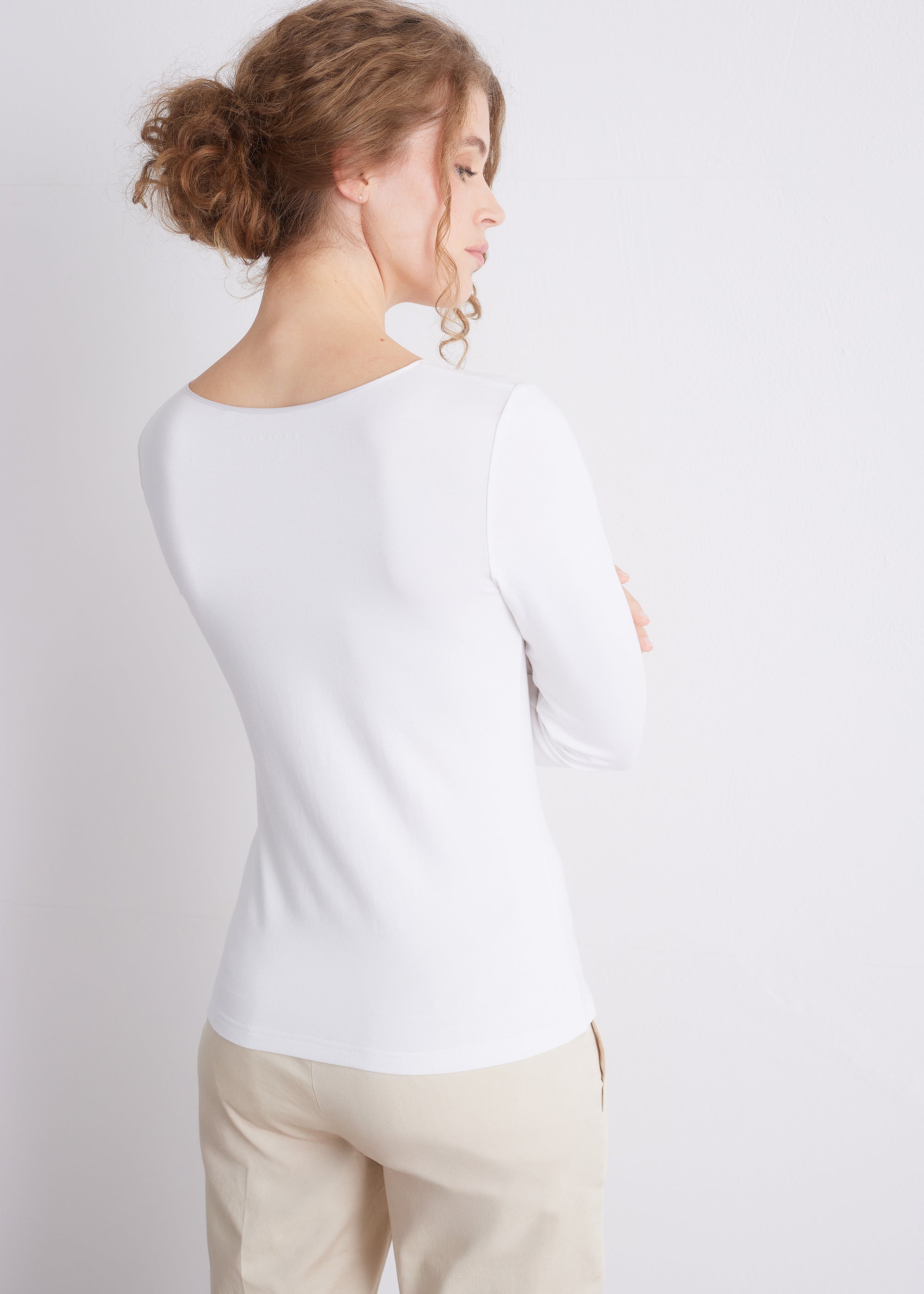 Langarmshirt mit Seidenpaspel