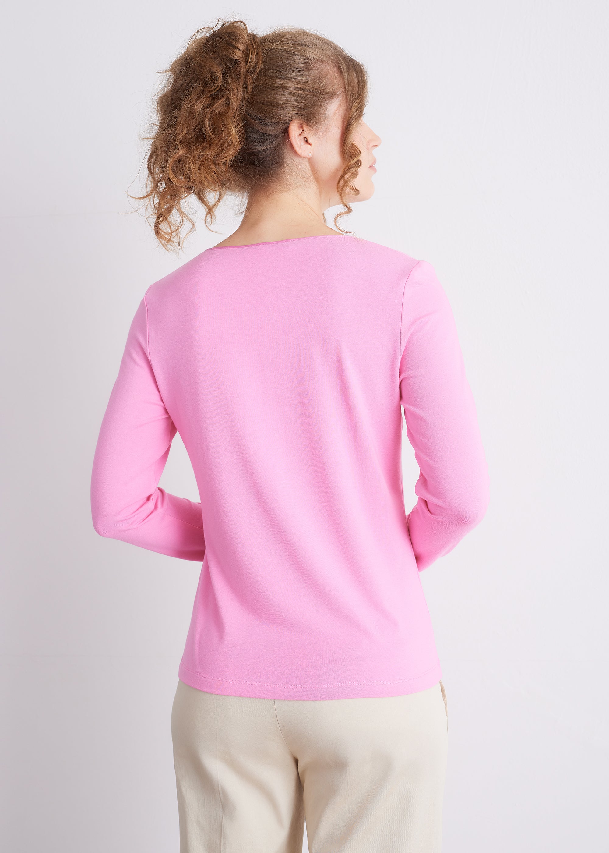 Langarmshirt mit Seidenpaspel