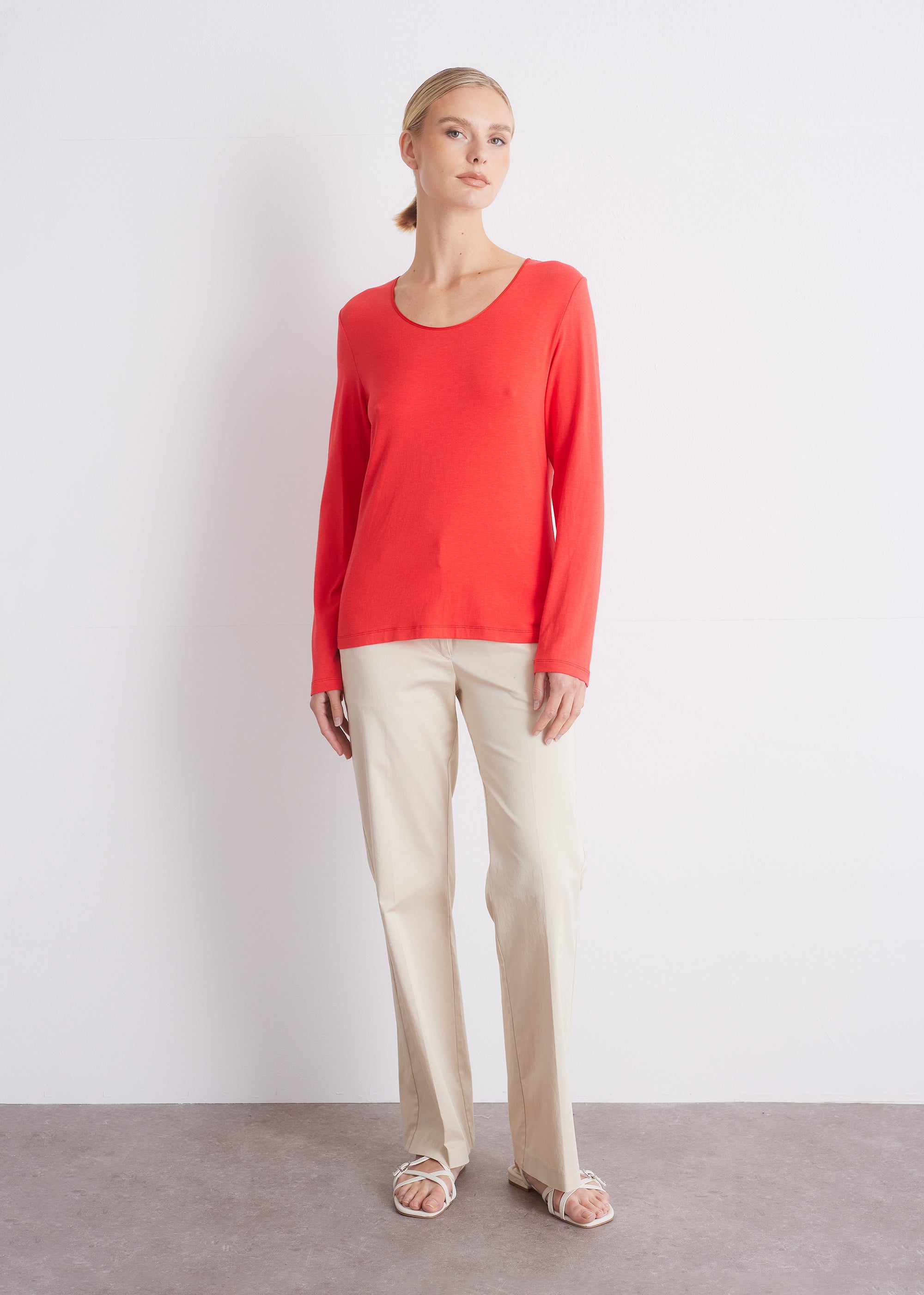 Langarmshirt mit Seidenpaspel