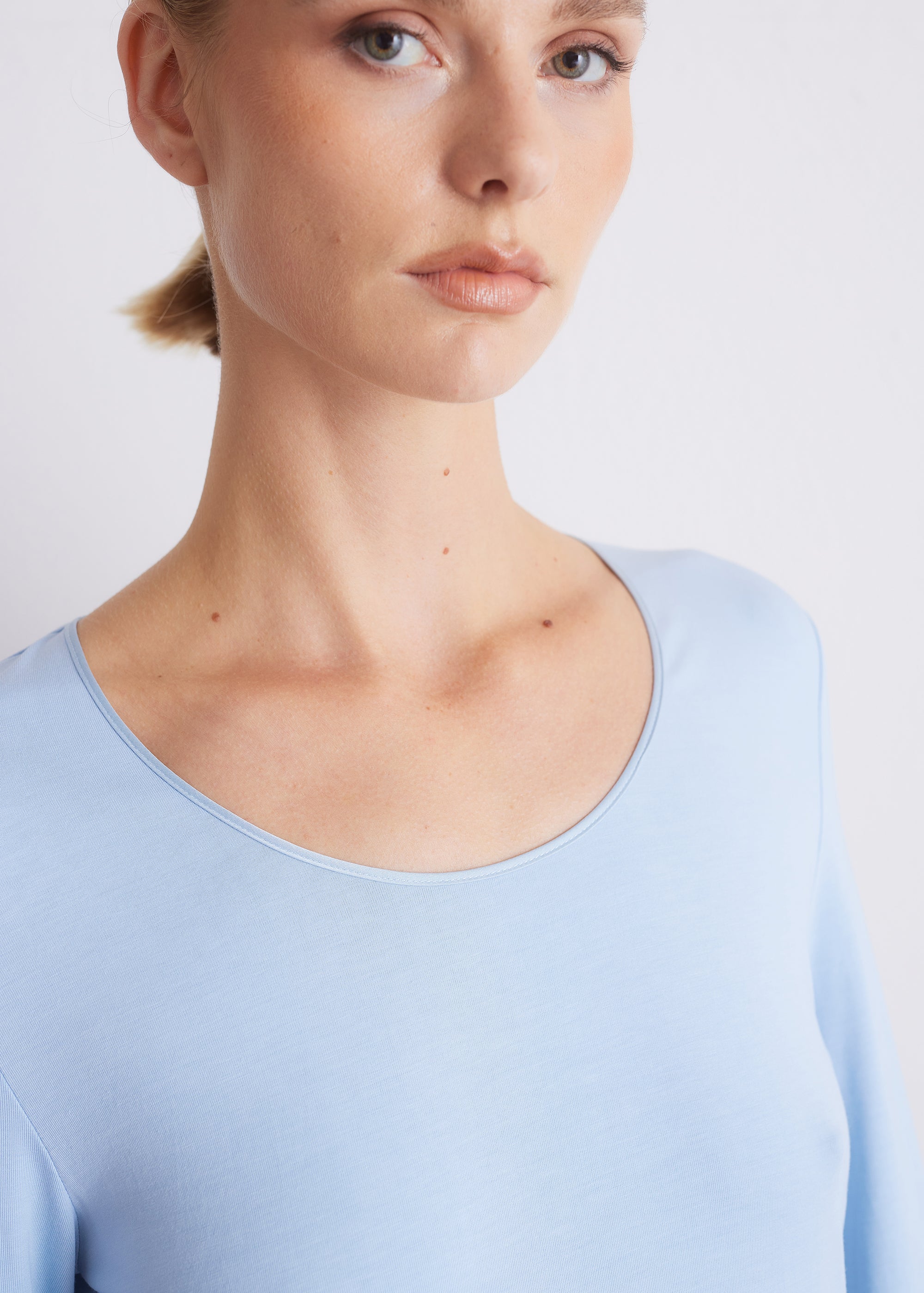 Langarmshirt mit Seidenpaspel