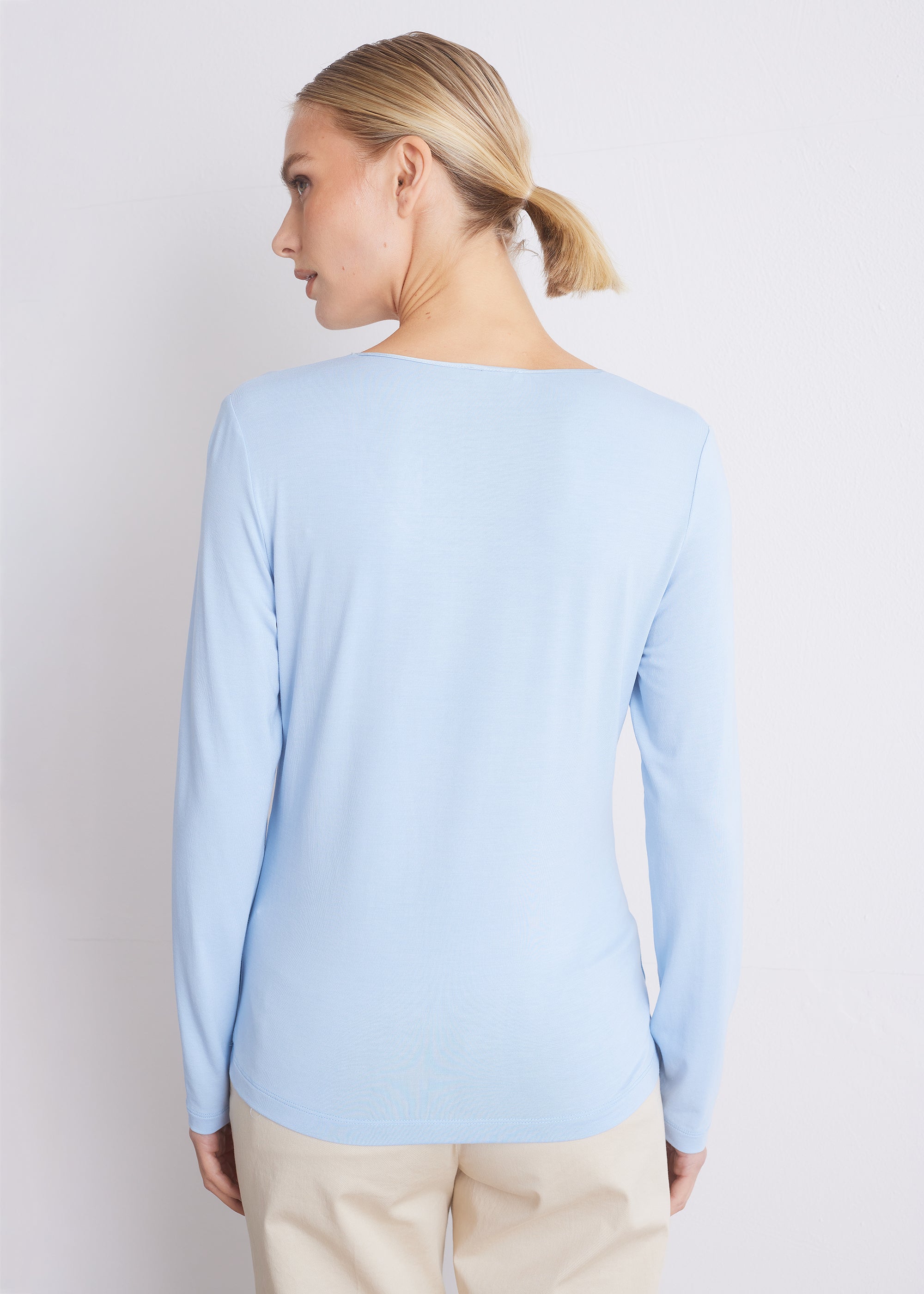 Langarmshirt mit Seidenpaspel