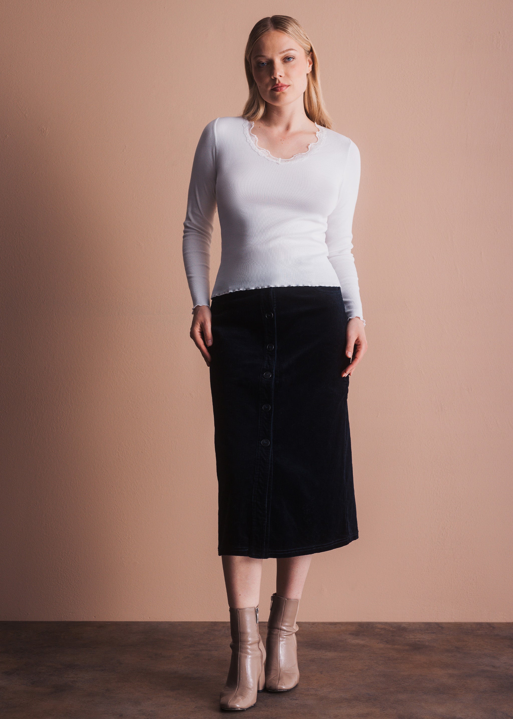 Langarmshirt mit Spitzenbesatz