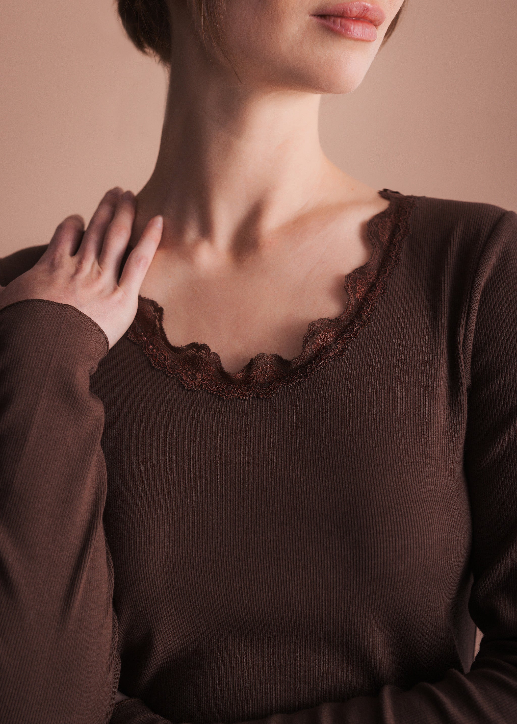 Langarmshirt mit Spitzenbesatz