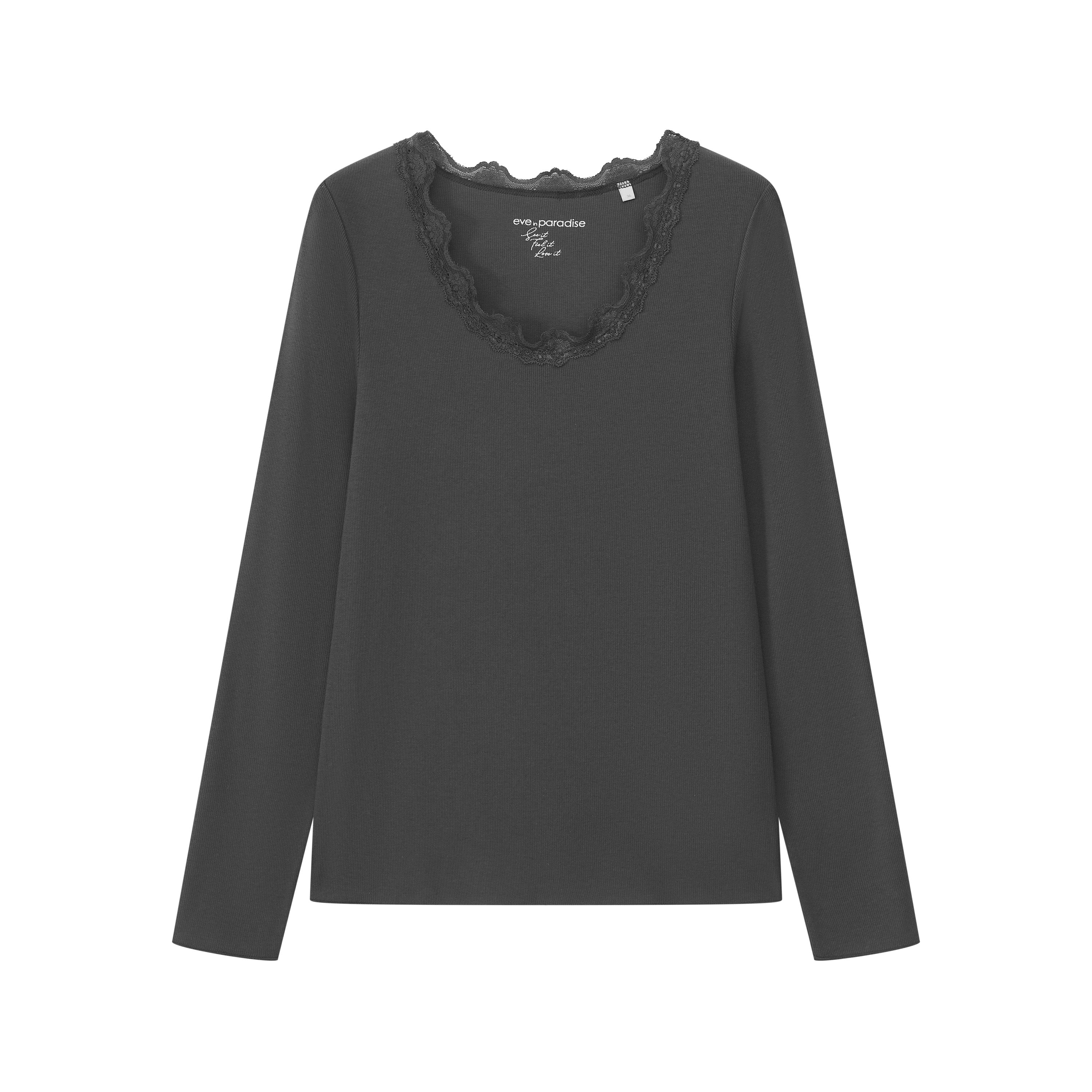Langarmshirt mit Spitzenbesatz