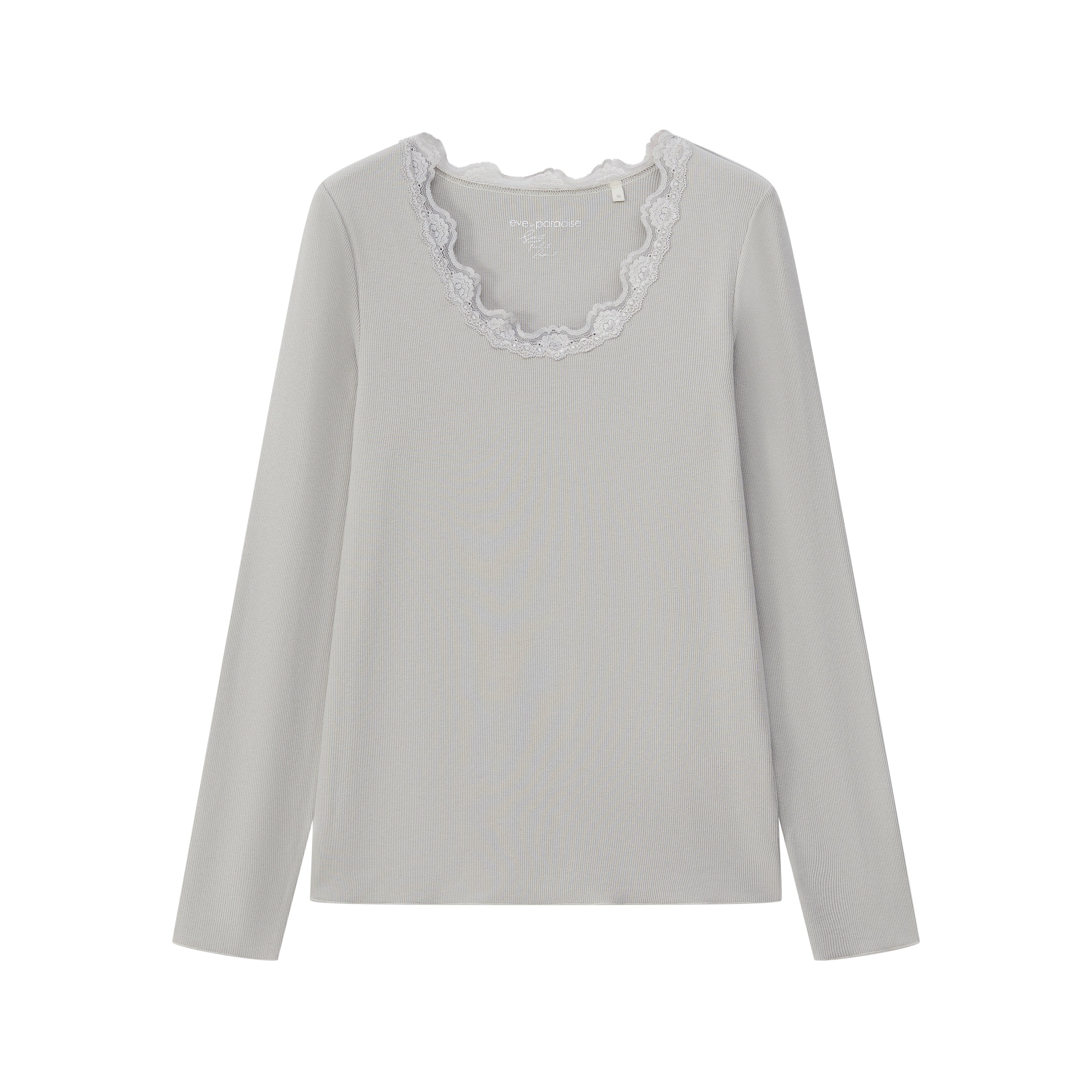 Langarmshirt mit Spitzenbesatz