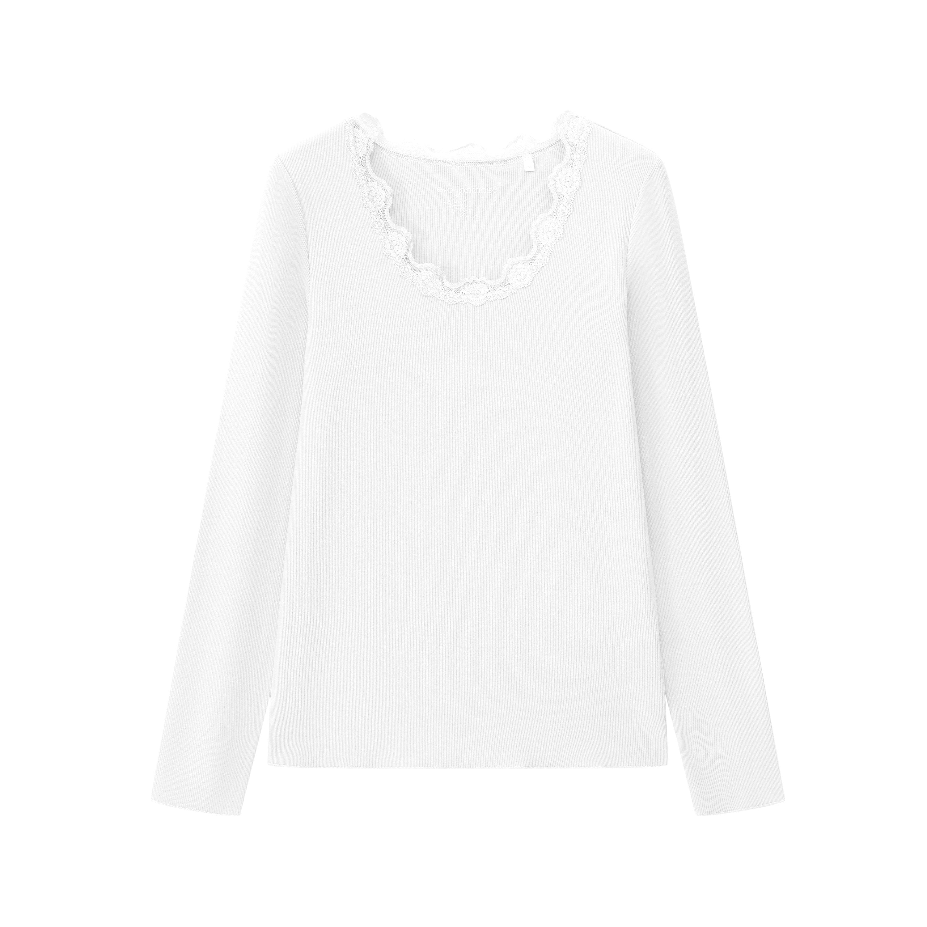 Langarmshirt mit Spitzenbesatz