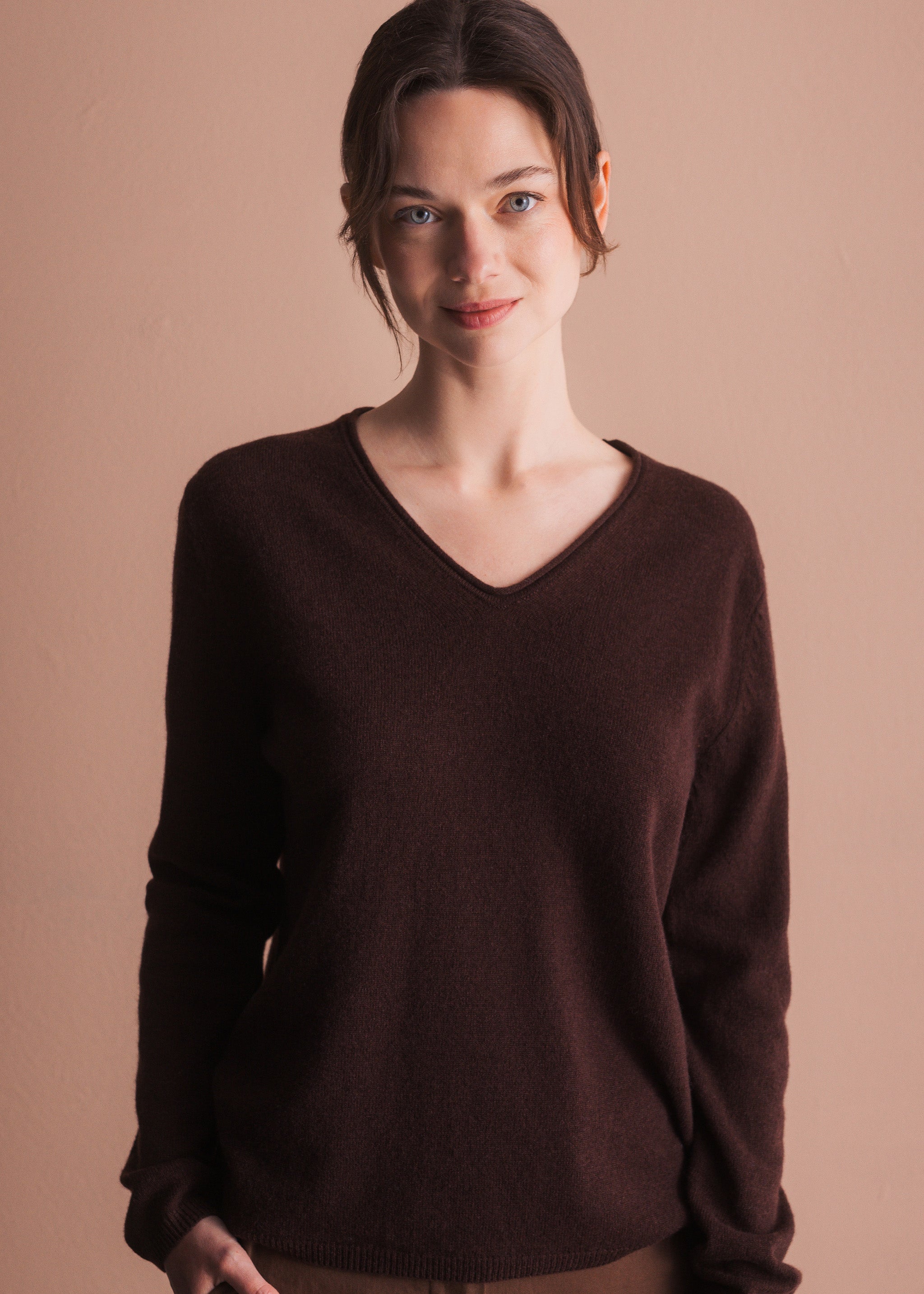 Pullover mit V-Ausschnitt aus Merinowolle