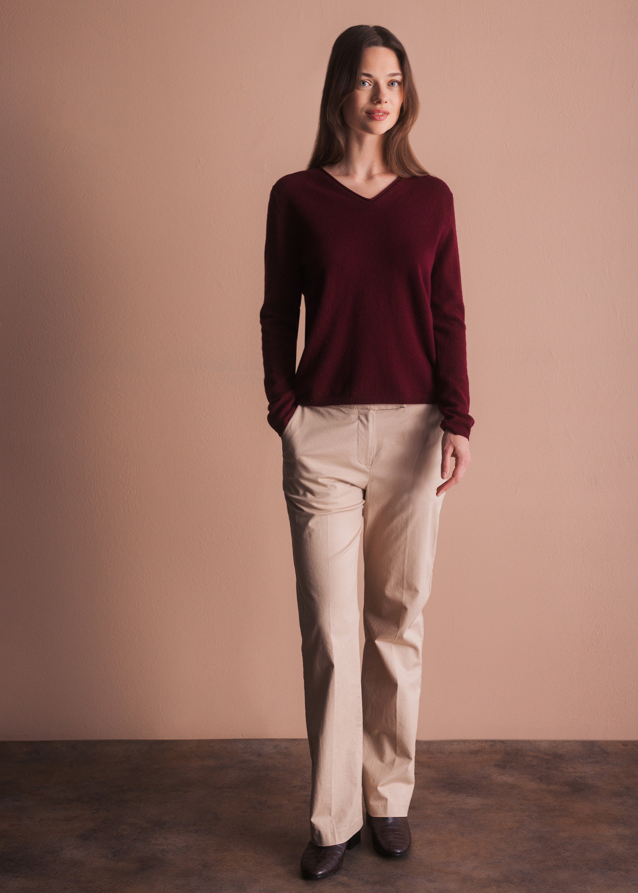 Pullover mit V-Ausschnitt aus Merinowolle